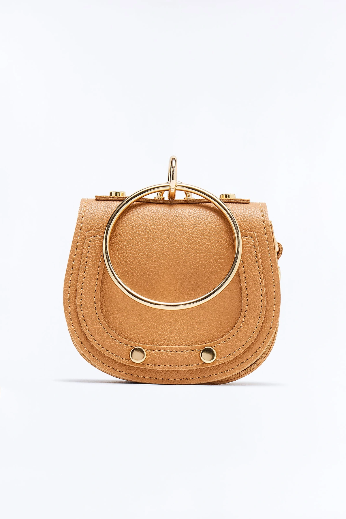 What Goes Around Mini Faux Leather Satchel Handbag - Tan — Castanho-claro