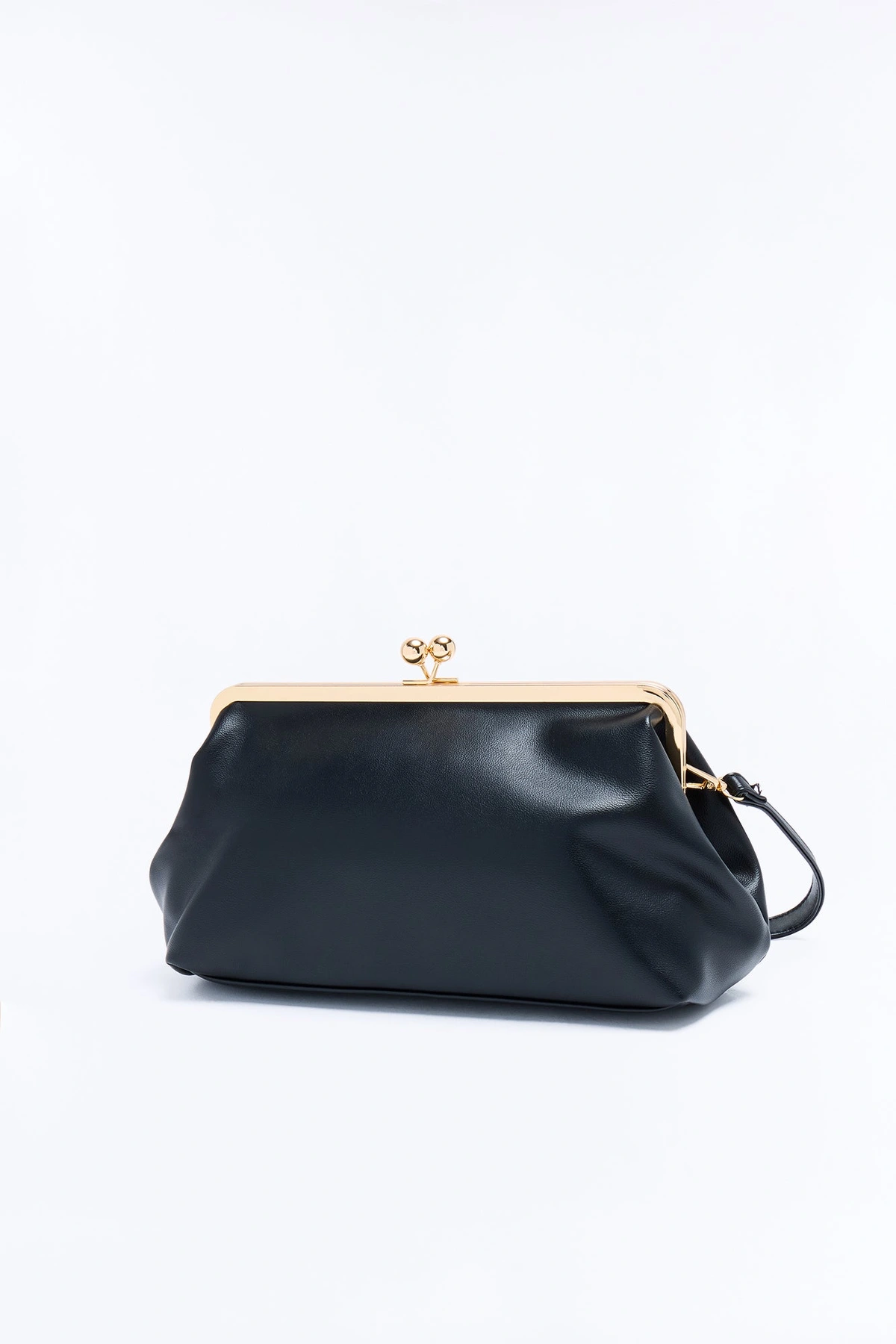 Kiss Me Slowly Faux Leather Clutch Handbag - Black — Preto