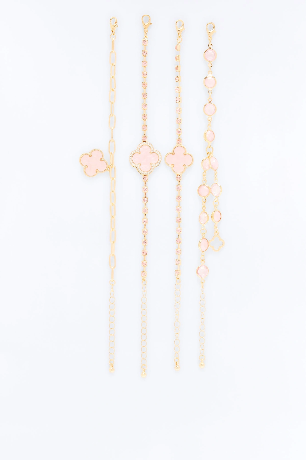 Captivated 4 Piece Bracelet Set - Gold/Pink — Dourado/Rosa