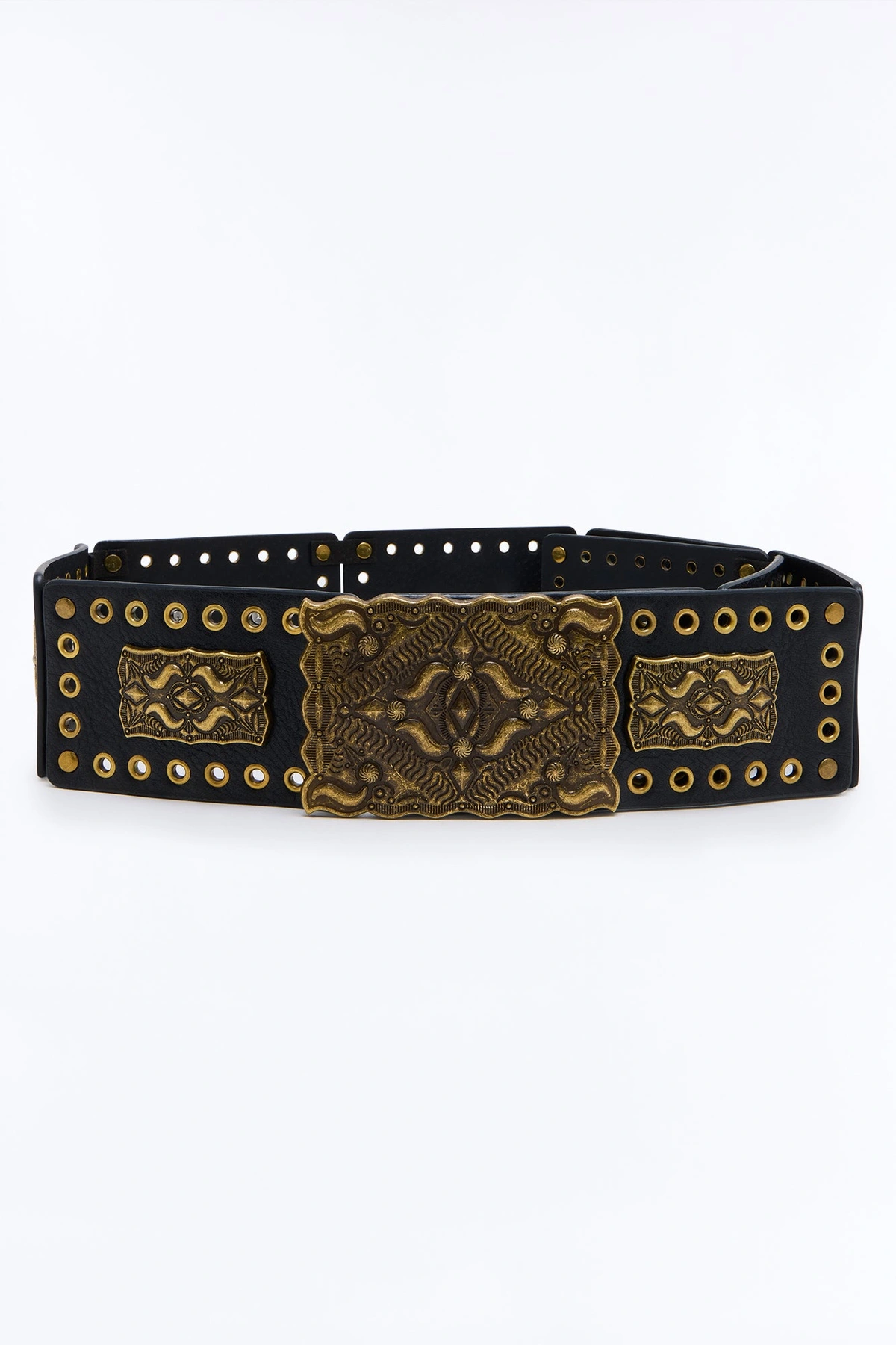Don't Slow Down Faux Leather Wide Belt - Brown/combo — Castanho/combinação