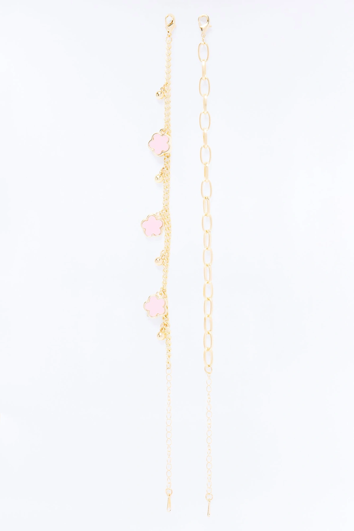 Weekend Things Clover Anklet - Gold/Pink — Dourado/Rosa
