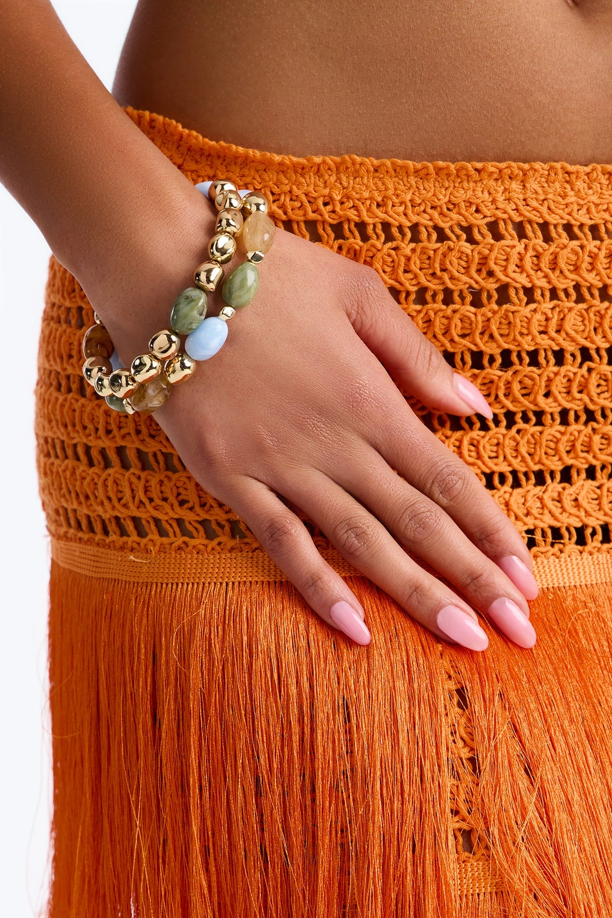 Sundara 2 Piece Bracelet Set - Gold/Blue — Dourado/Azul
