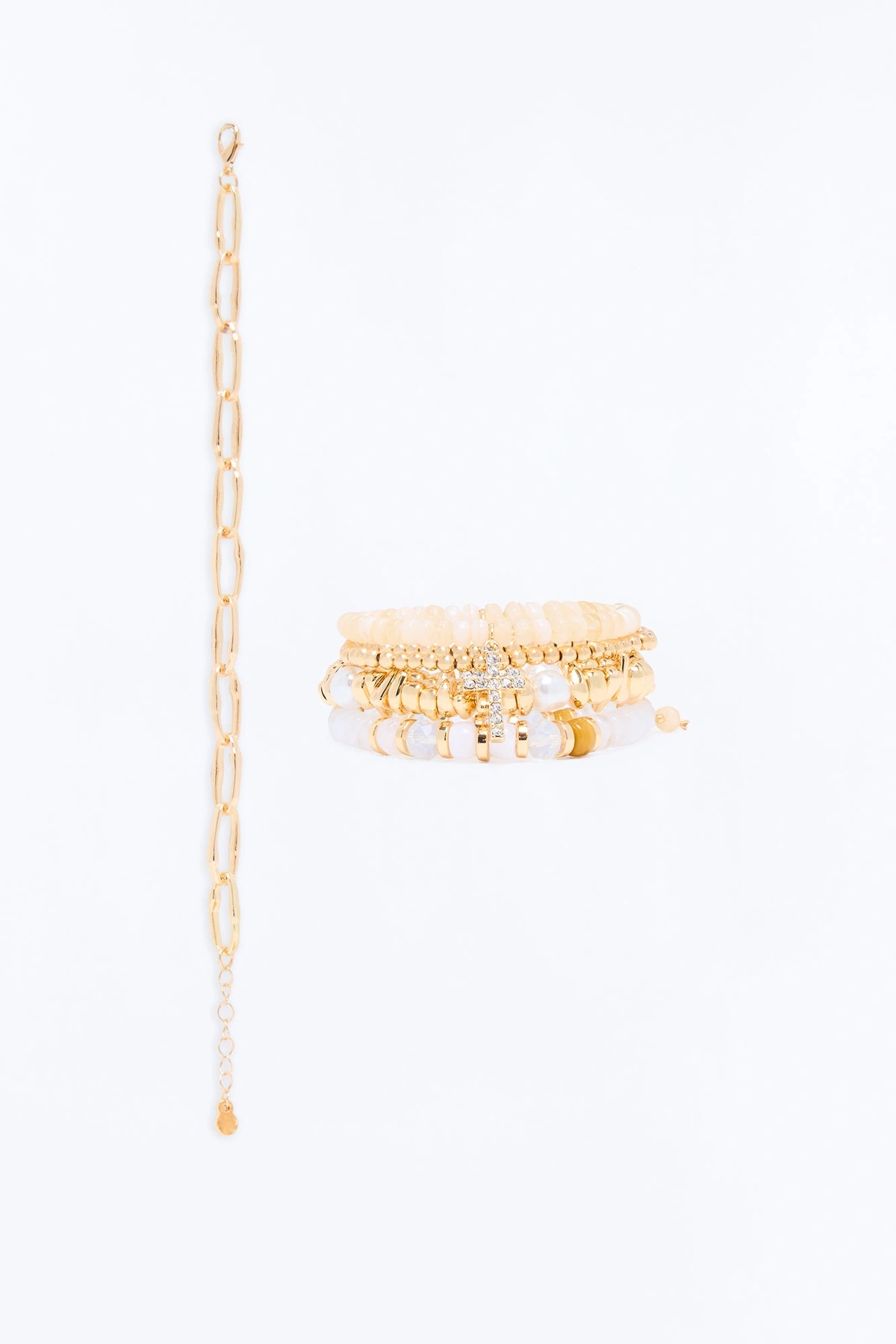 Celestial Cross 5 Piece Bracelet Set - Gold/combo — Dourado/combinação