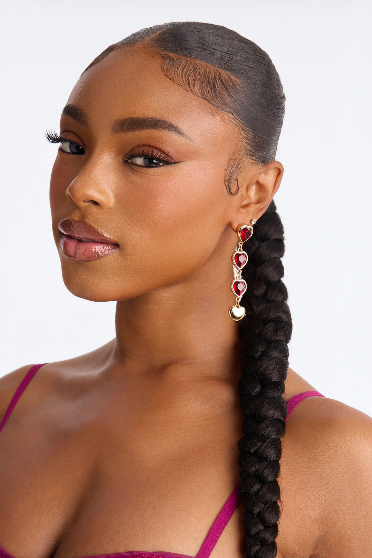 It's True Love Linear Earrings - Gold/Red — Dourado/Vermelho