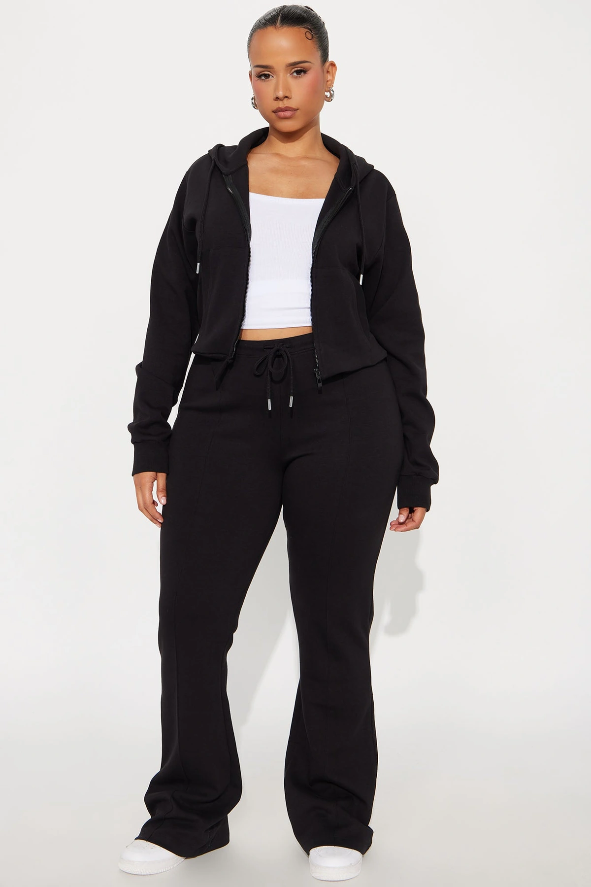Ready To Go Zip Up Pant Set - Black — Preto