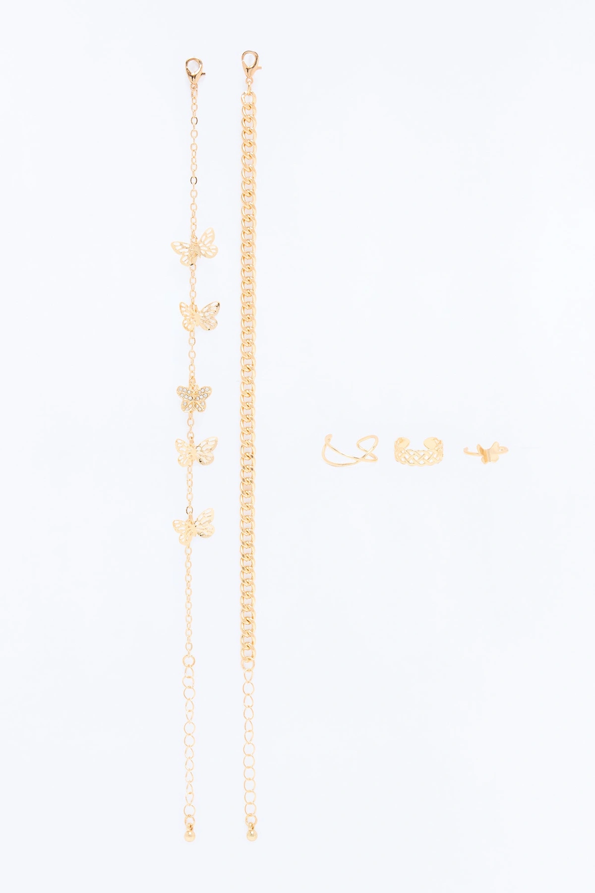 Butterfly Spirit 5 Piece Anklet And Toe Ring Set - Gold — Dourado