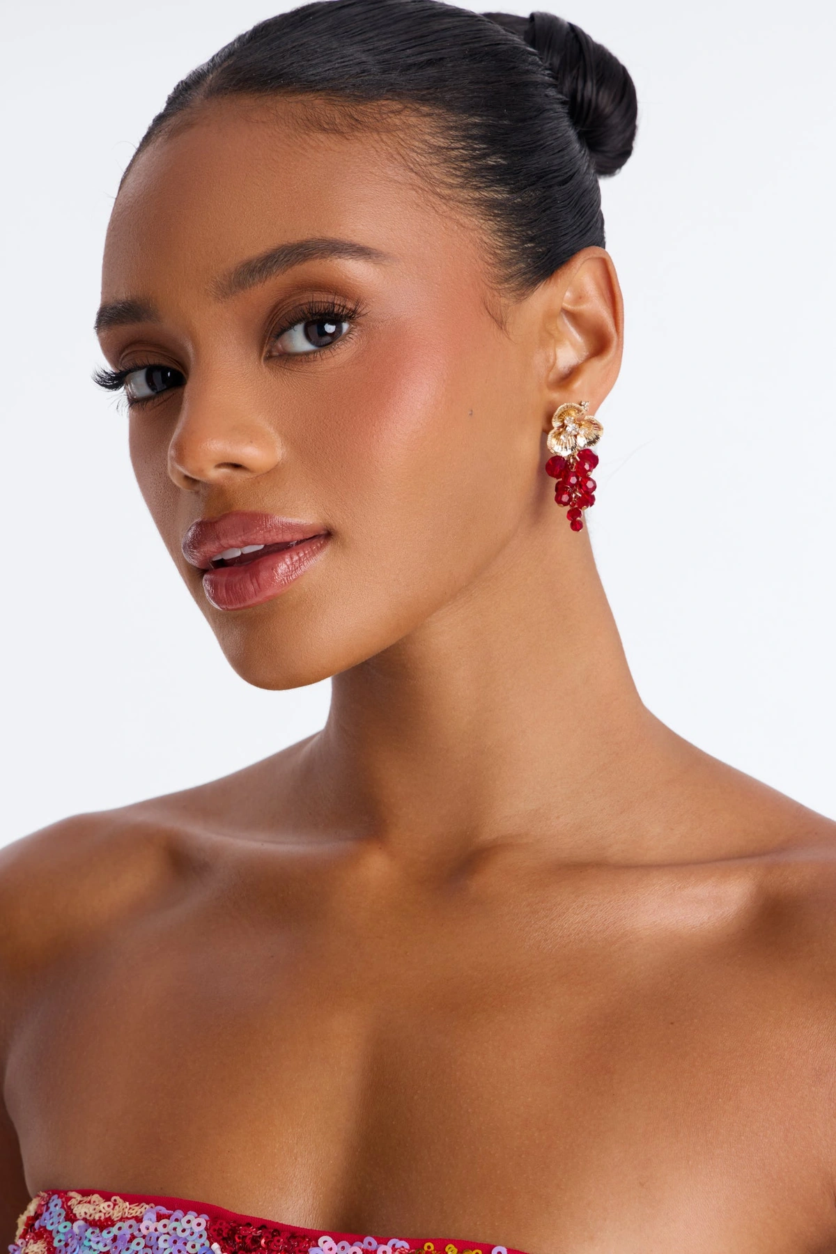 Refreshed Feeling Drop Earrings - Gold/Red — Dourado/Vermelho