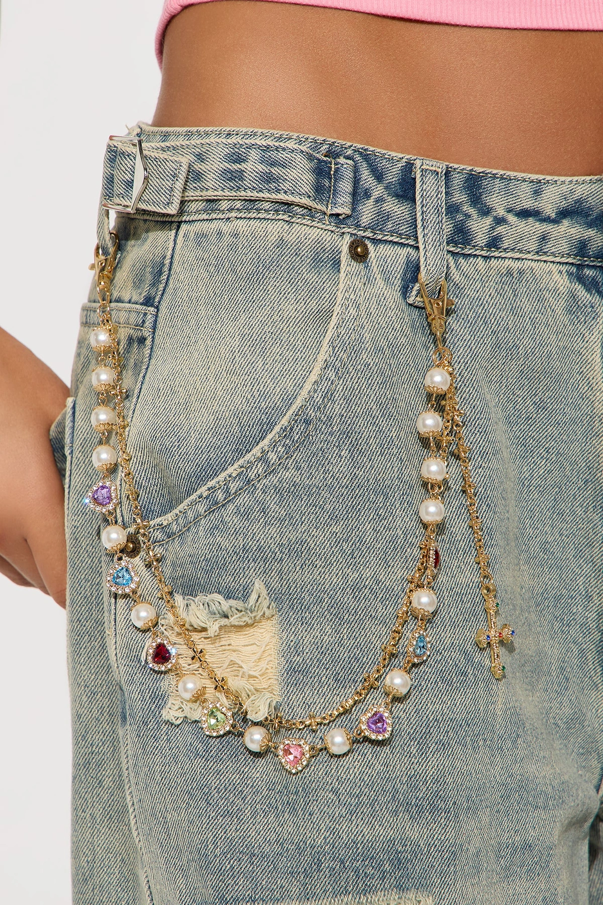 Beautiful Sinner Pant Chain - Gold/Multi — Dourado/Multicolor