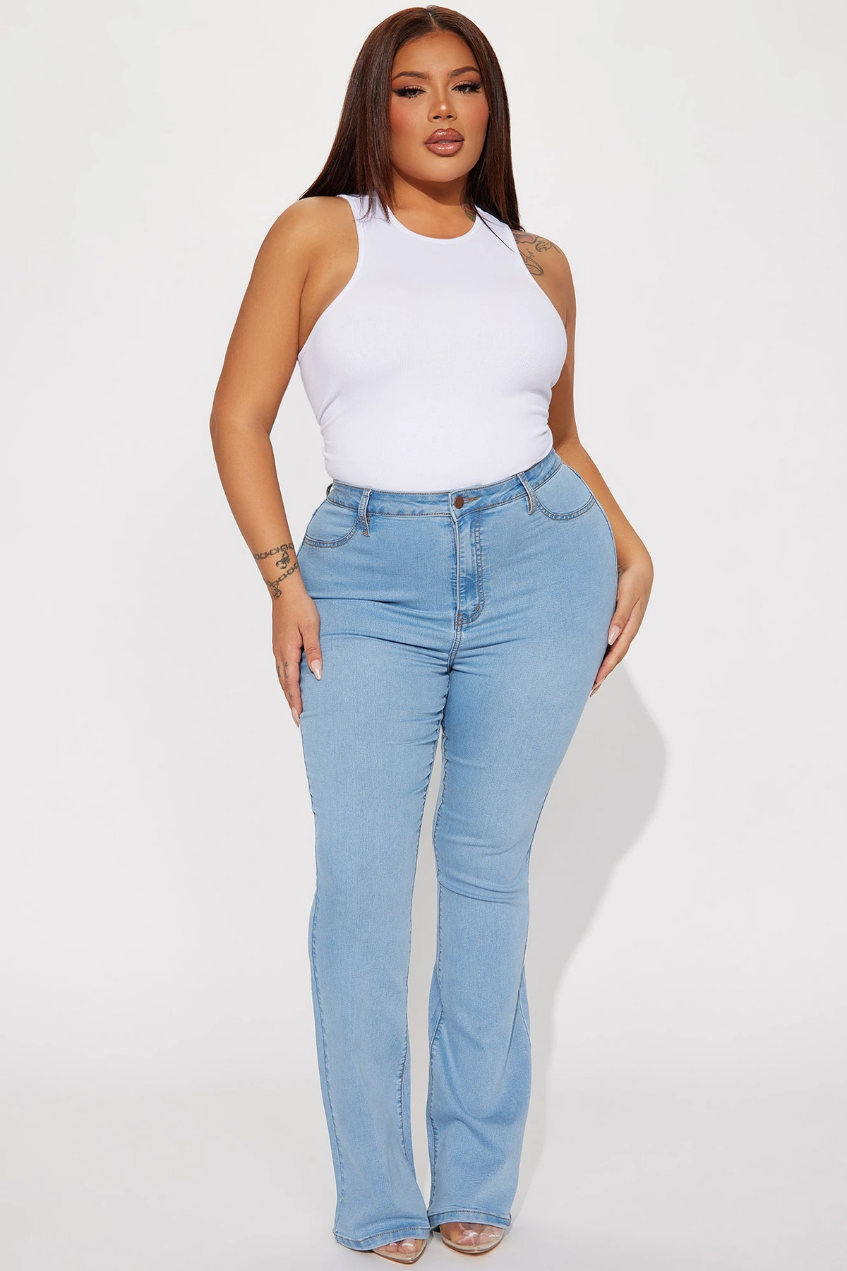 Deep In My Soul Flare Jeans - Light Blue Wash — claro Azul lavagem