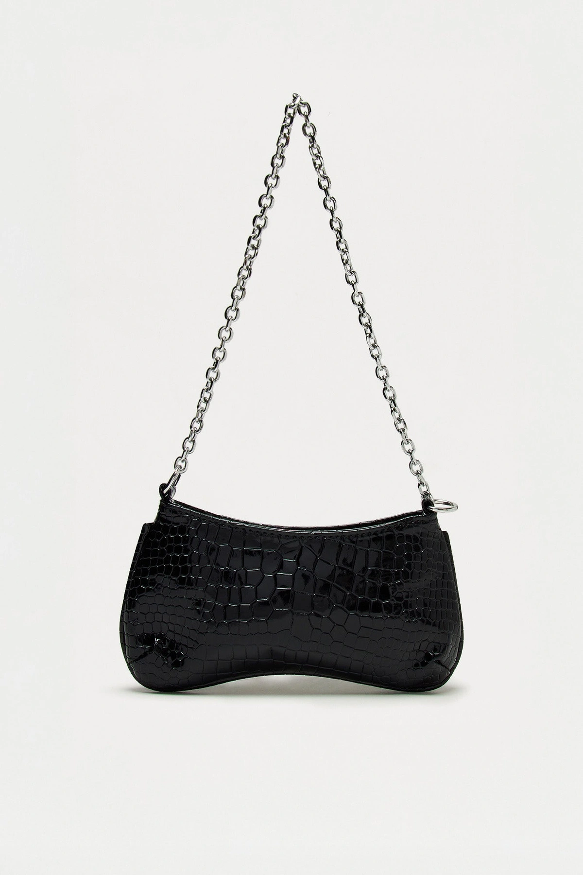 Reptile Runway Embossed Croc Handbag - Black — Preto