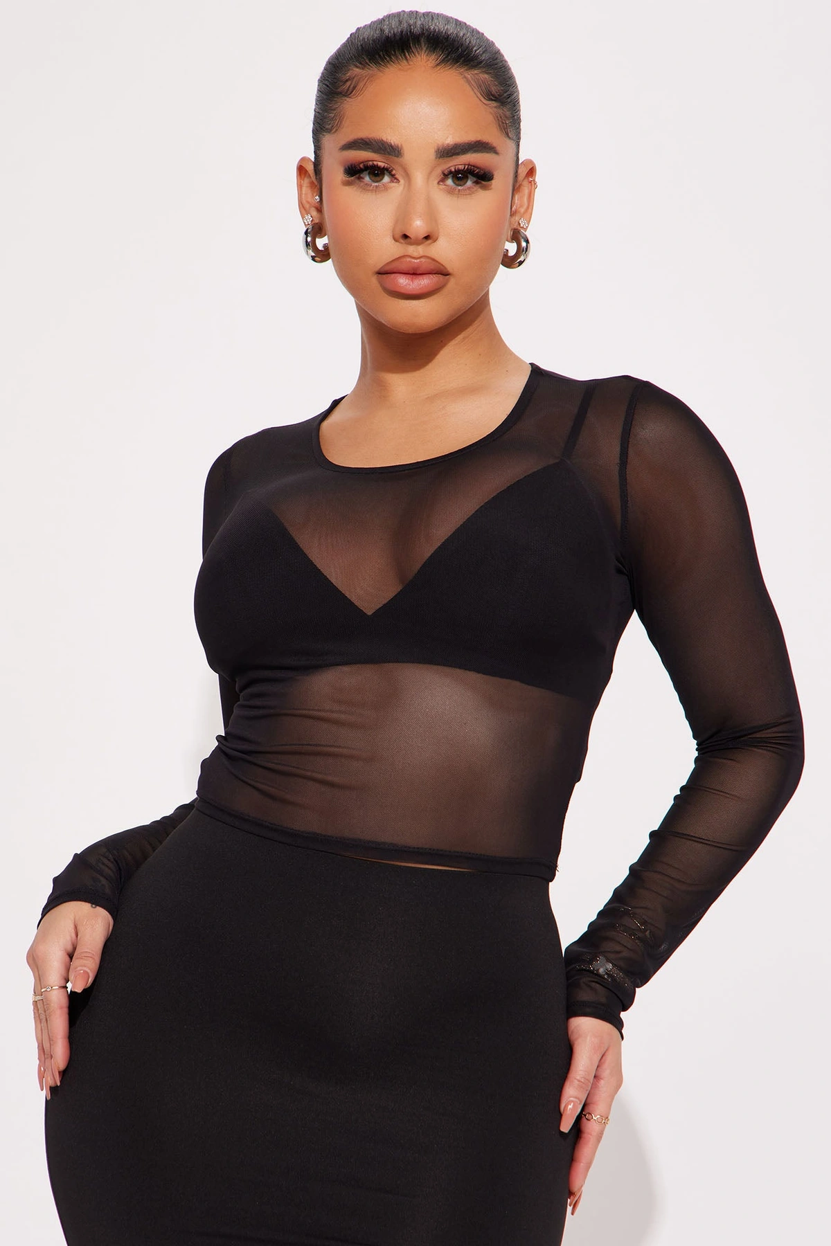 Monica Mesh Top - Black — Preto