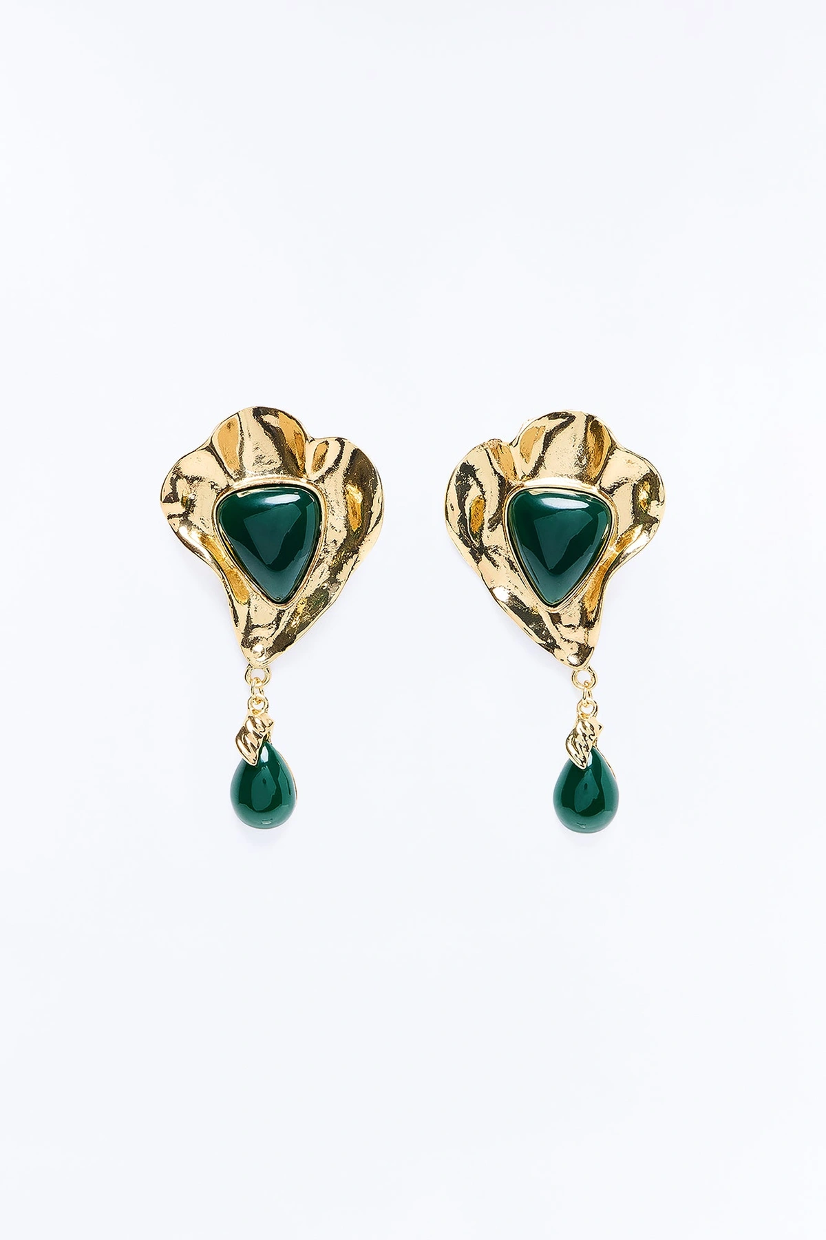 Moonlit Hours Drop Earrings - Gold/Green — Dourado/Verde