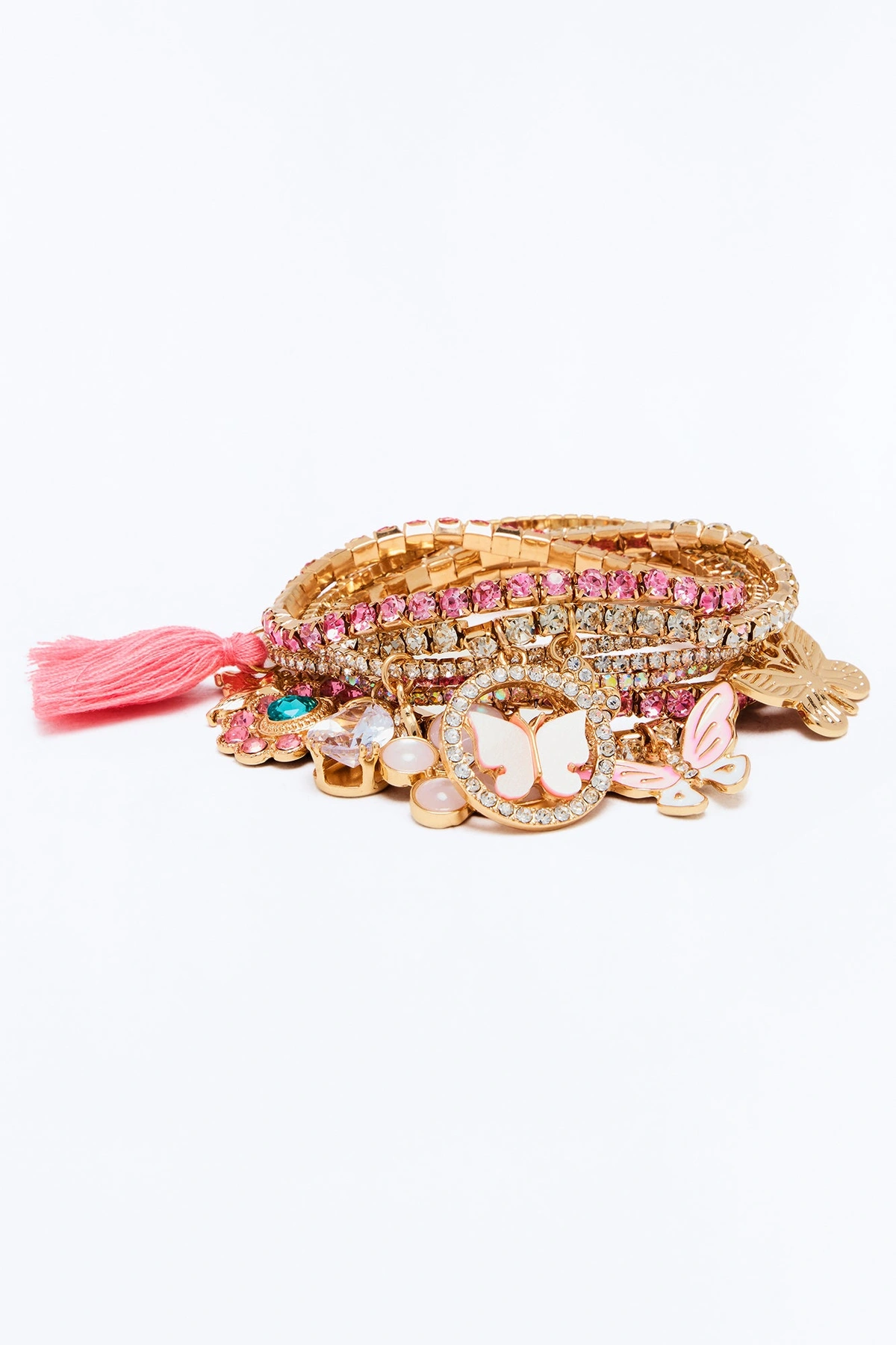 Fly Away Butterfly 7 Piece Bracelet Set - Pink — Rosa