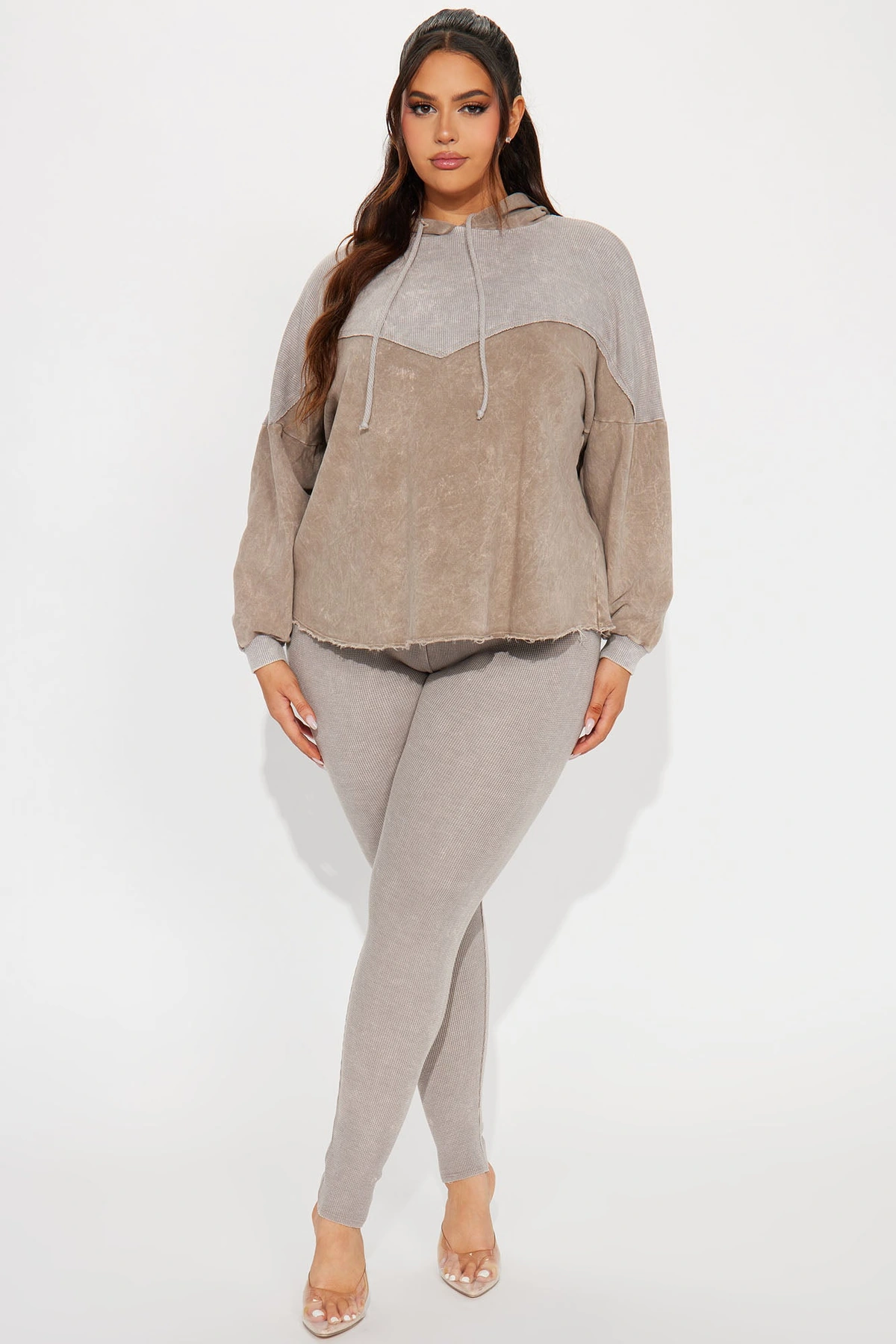 Yazmine Vintage Wash Legging Set - Taupe — Bege acinzentado