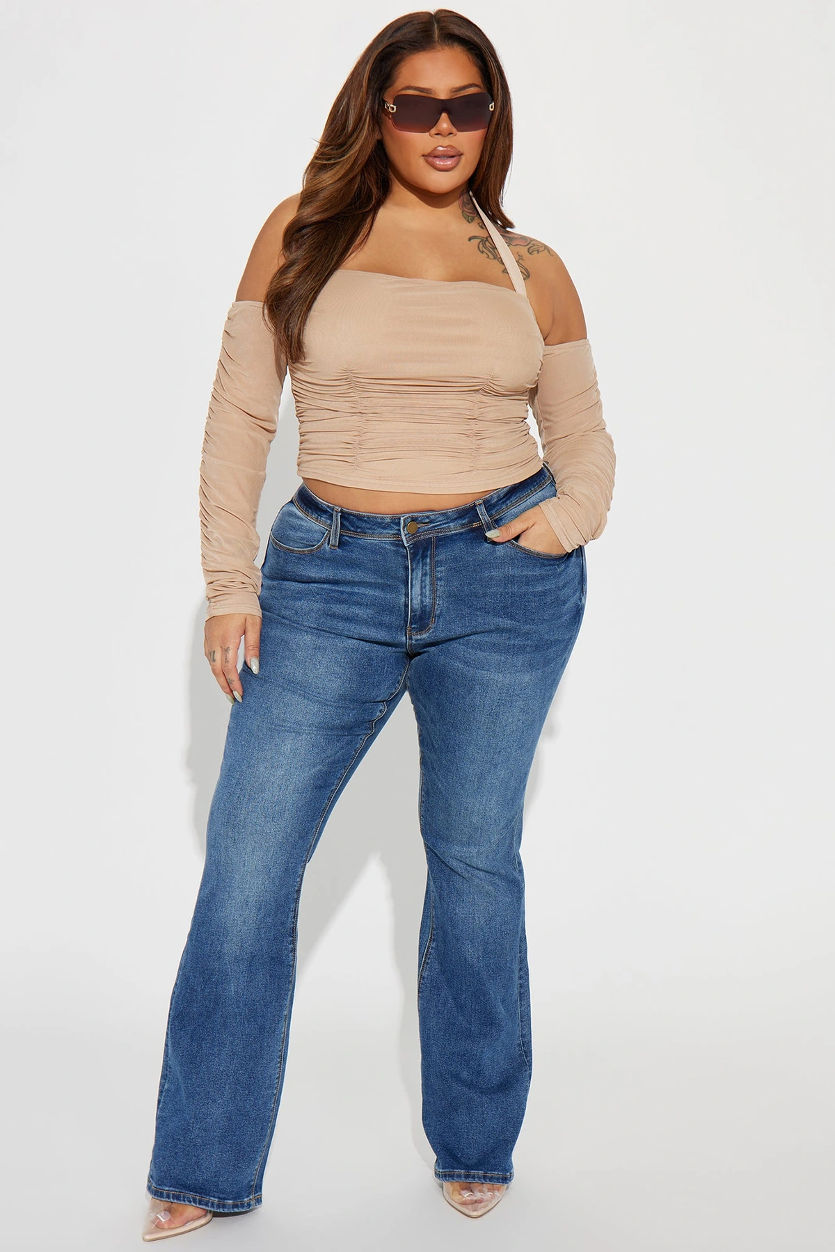 Lost Without You Soft Stretch Bootcut Jeans - Dark Wash — Ganga de lavagem escura