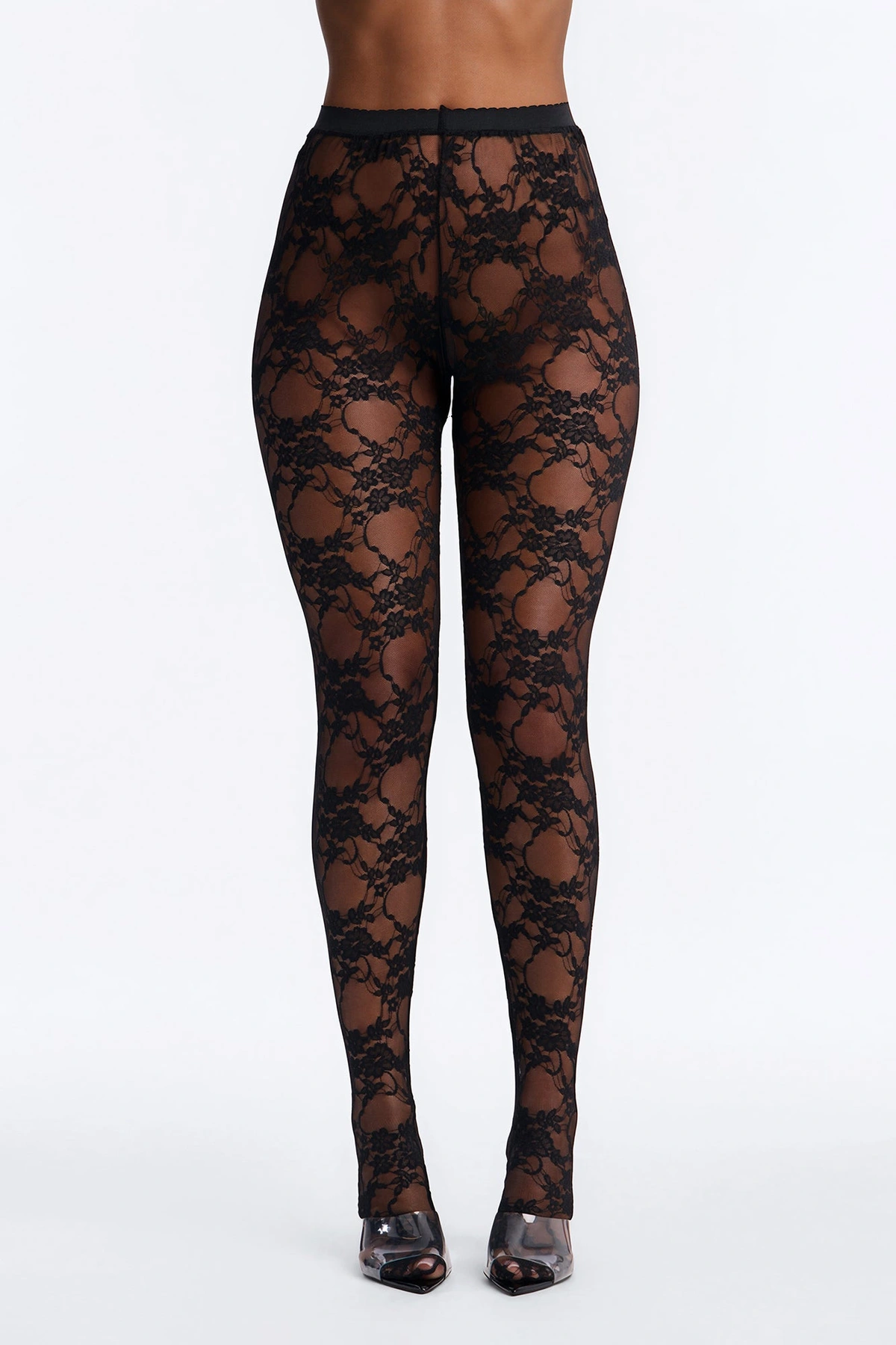 Lace Me Around Tights - Black — Preto