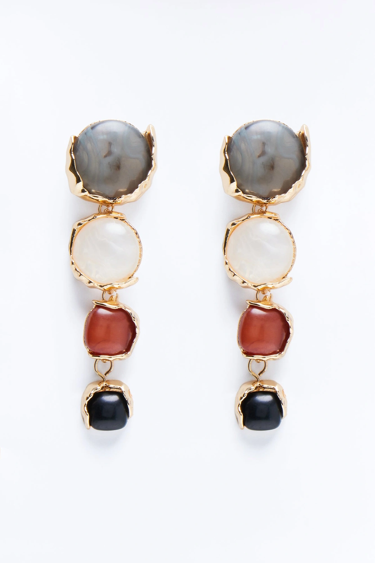 Beloved Jewel Earrings - Gold/Black — Dourado/Preto
