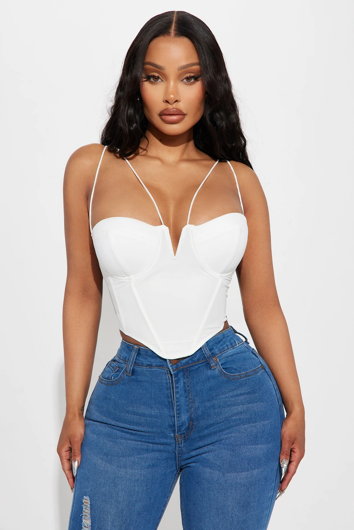 Sara Corset Top - White — Branco