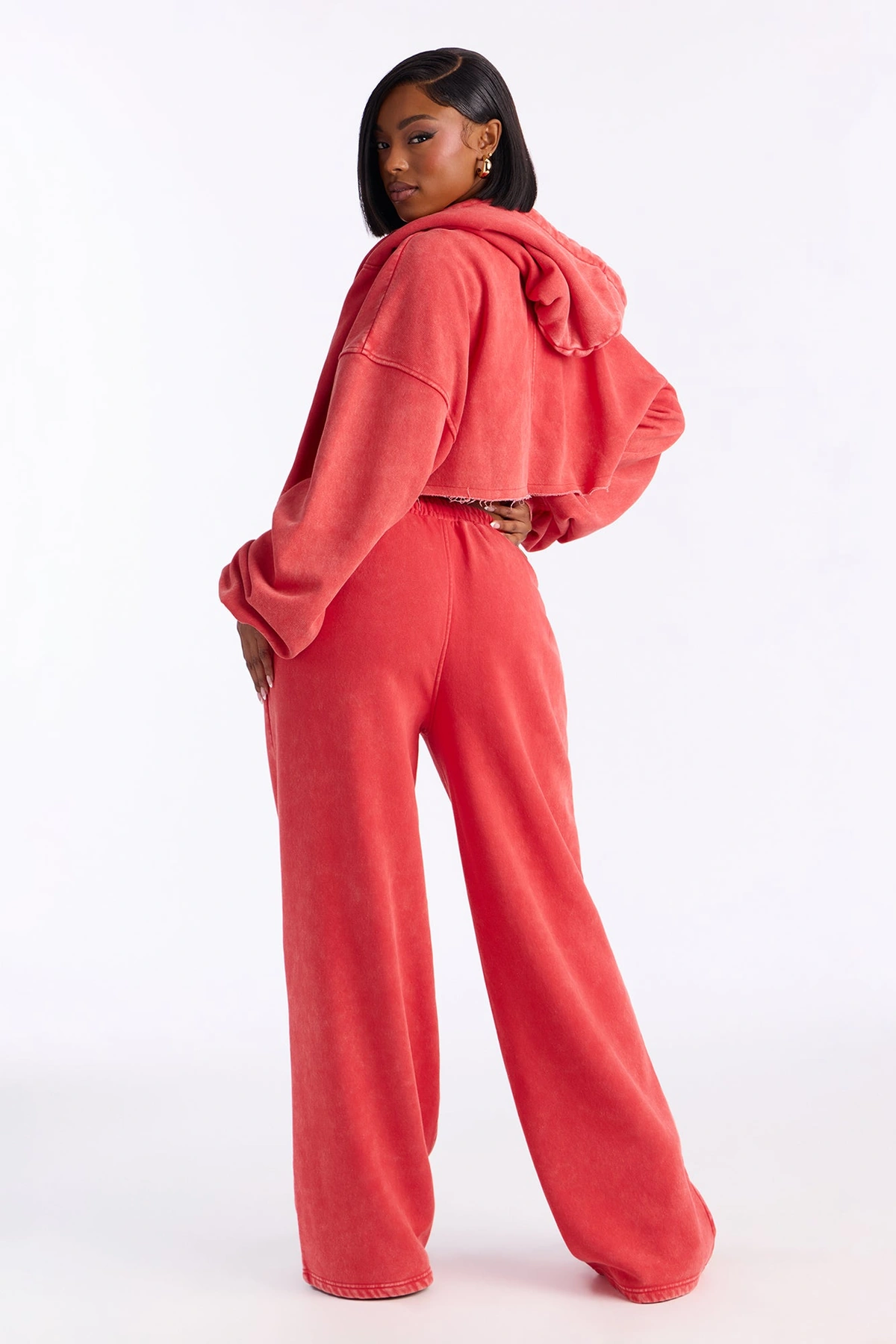 On The Go Fleece Pant Set - Red — Vermelho