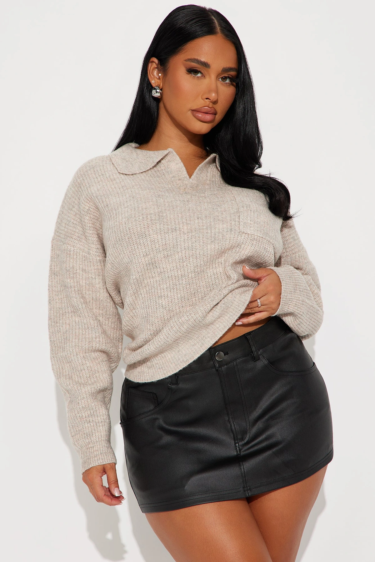 Ollie Polo Sweater - Taupe — Bege acinzentado