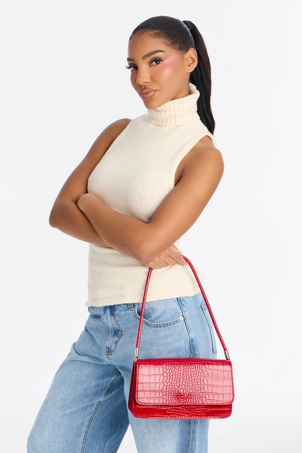 Croc Star Faux Leather Bag - Red — Vermelho