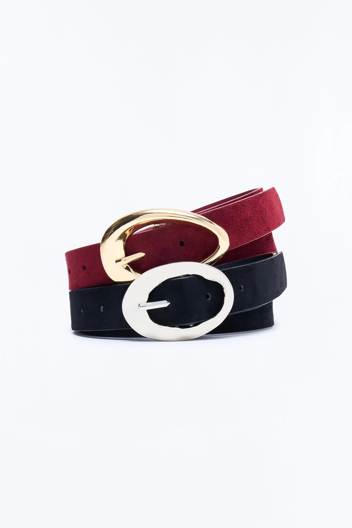 One Day One Night Faux Suede 2 Piece Belt Set - Burgundy/combo — Bordô/combinação