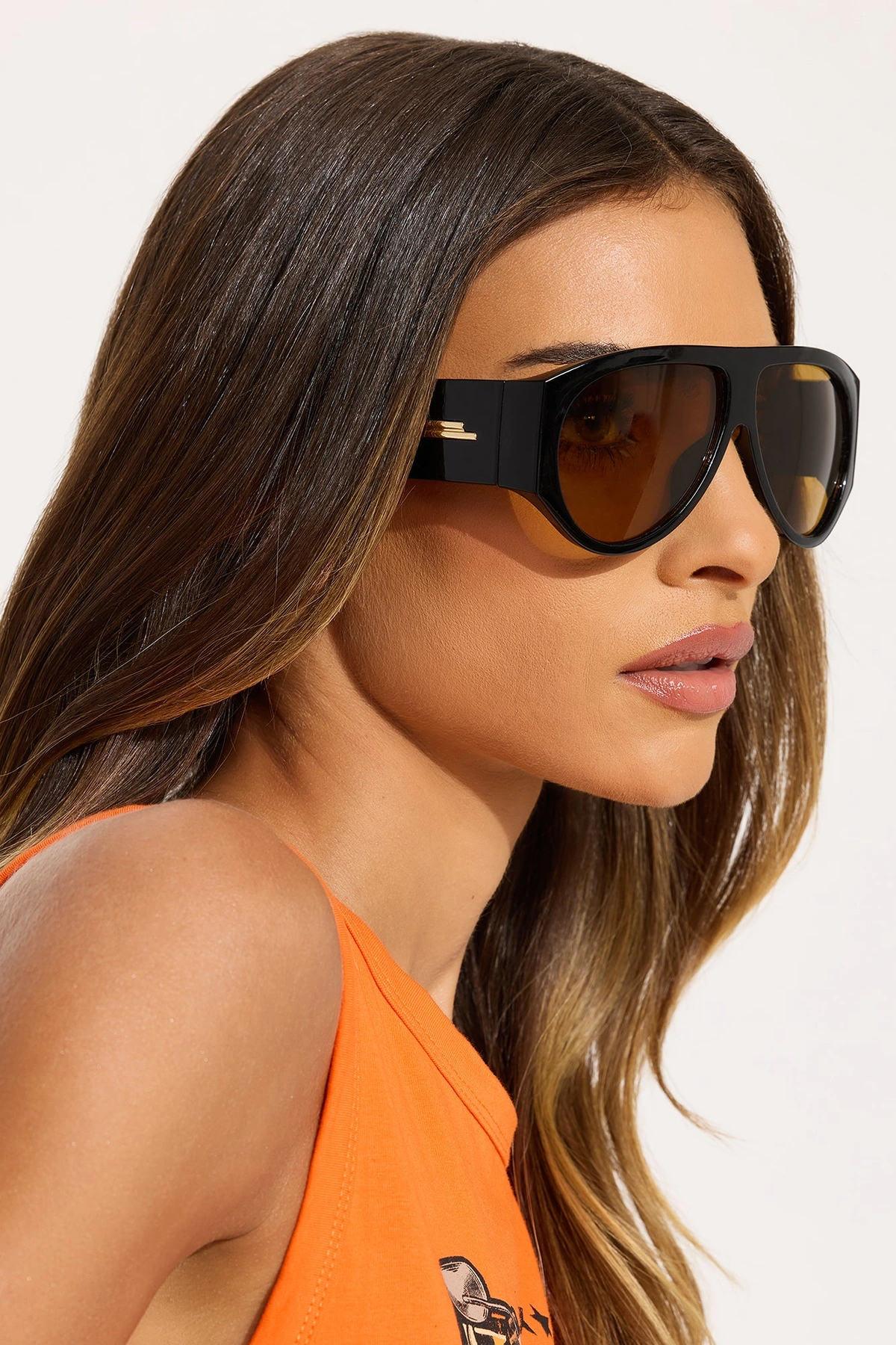 Fashion Forward Shield Sunglasses - Black/Yellow — Preto/Amarelo