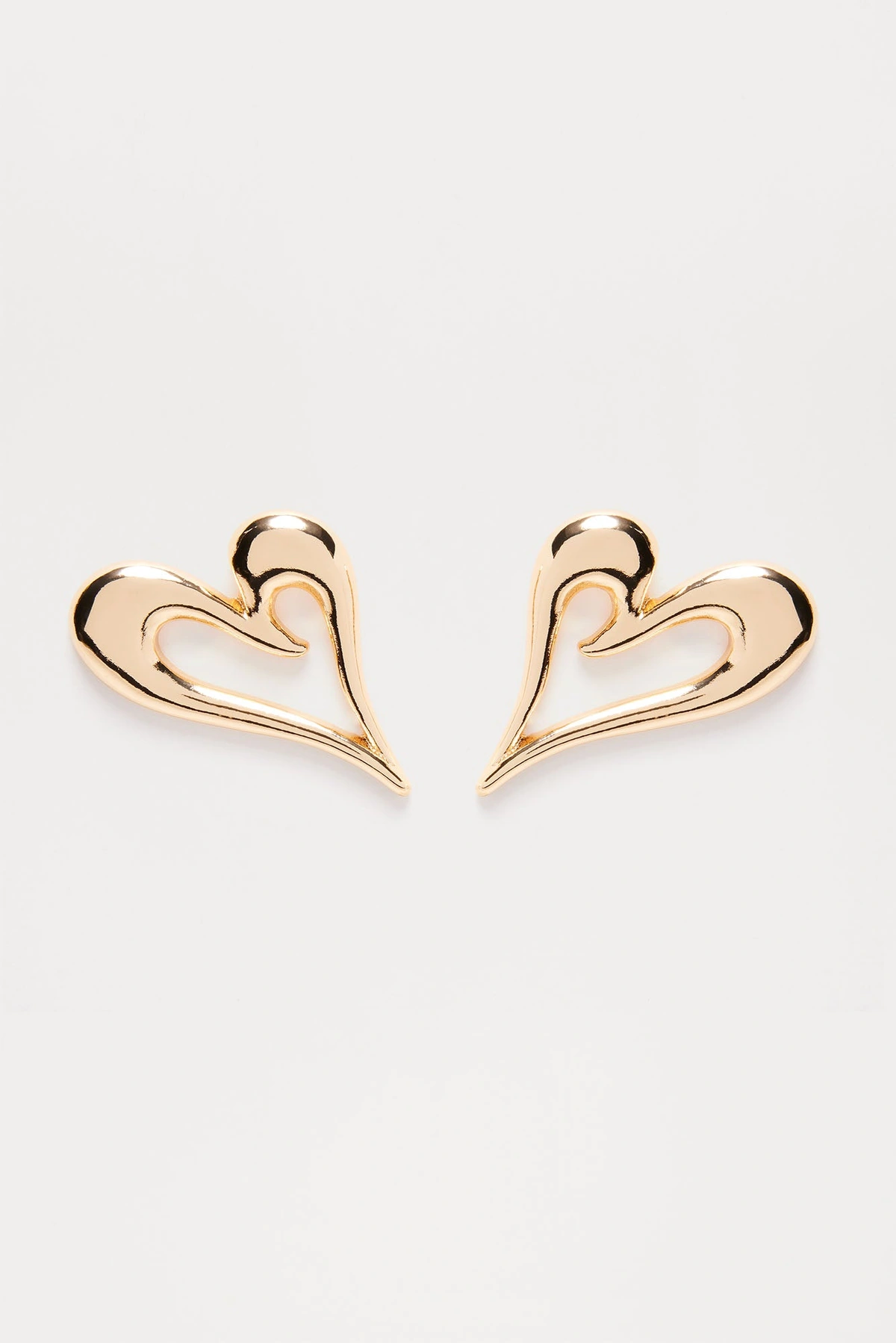 Abstract Heart Studs - Gold — Dourado