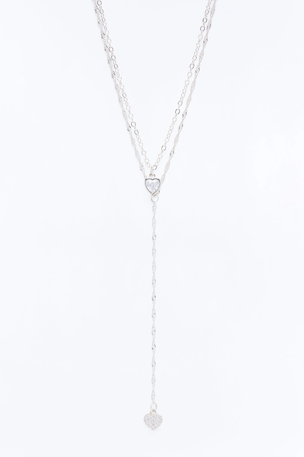 Never Letting You Go Heart Necklace - Silver — Prateado