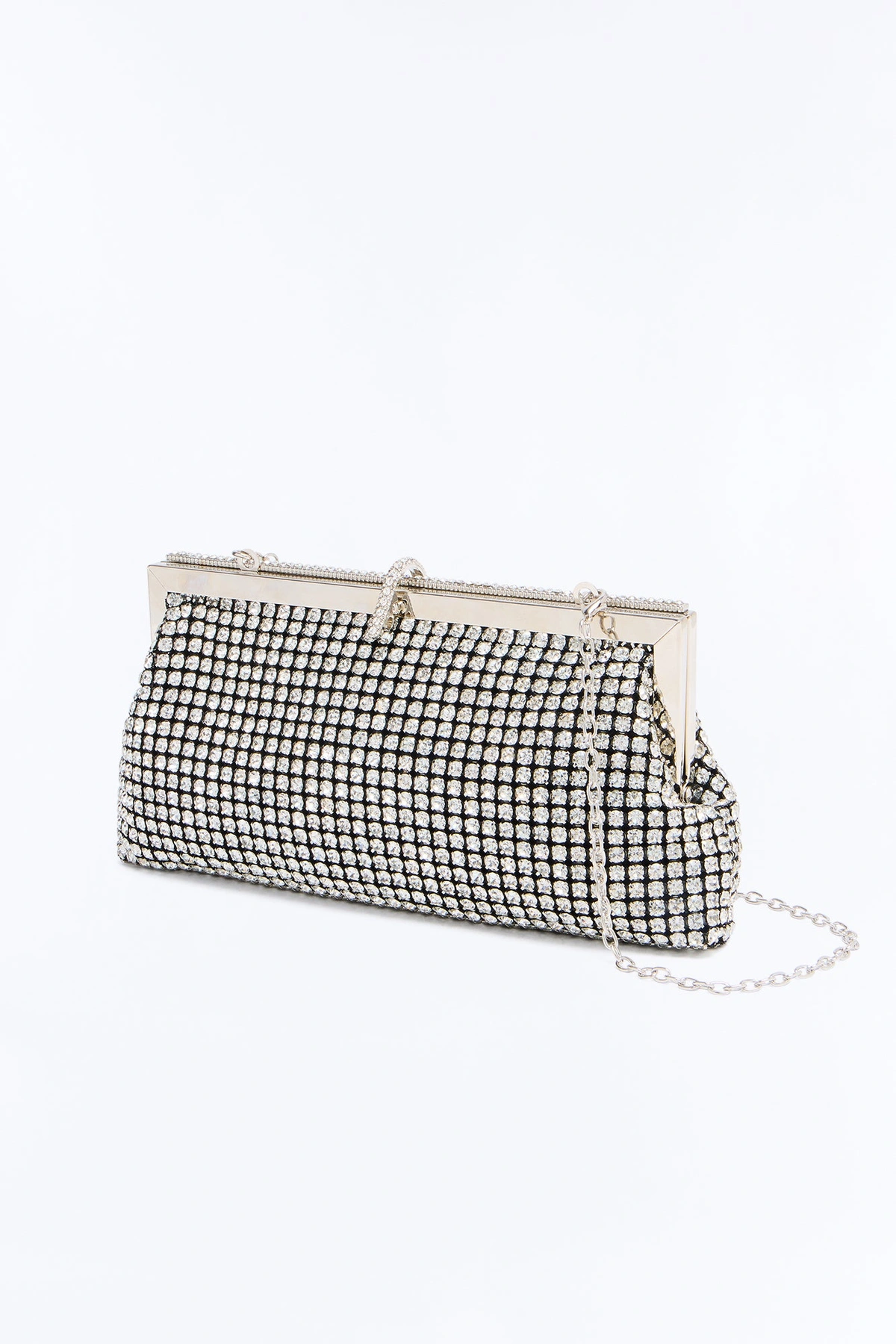 Total Eclipse Rhinestone Clutch Handbag - Silver — Prateado