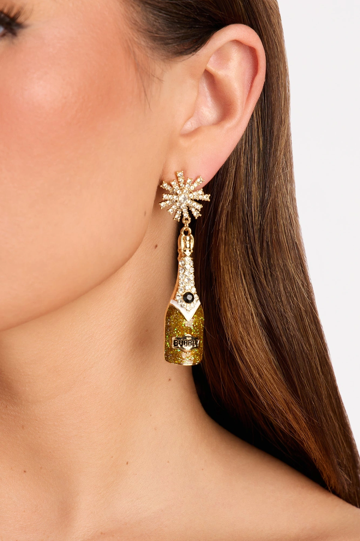 Let's Have A Toast Drop Earrings - Gold — Dourado