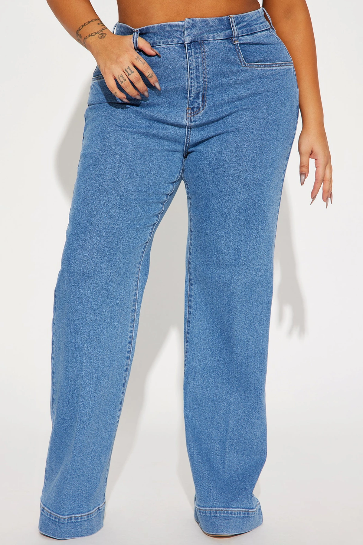 Western Showdown Trouser Flare Jeans - Medium Wash — Ganga de lavagem média