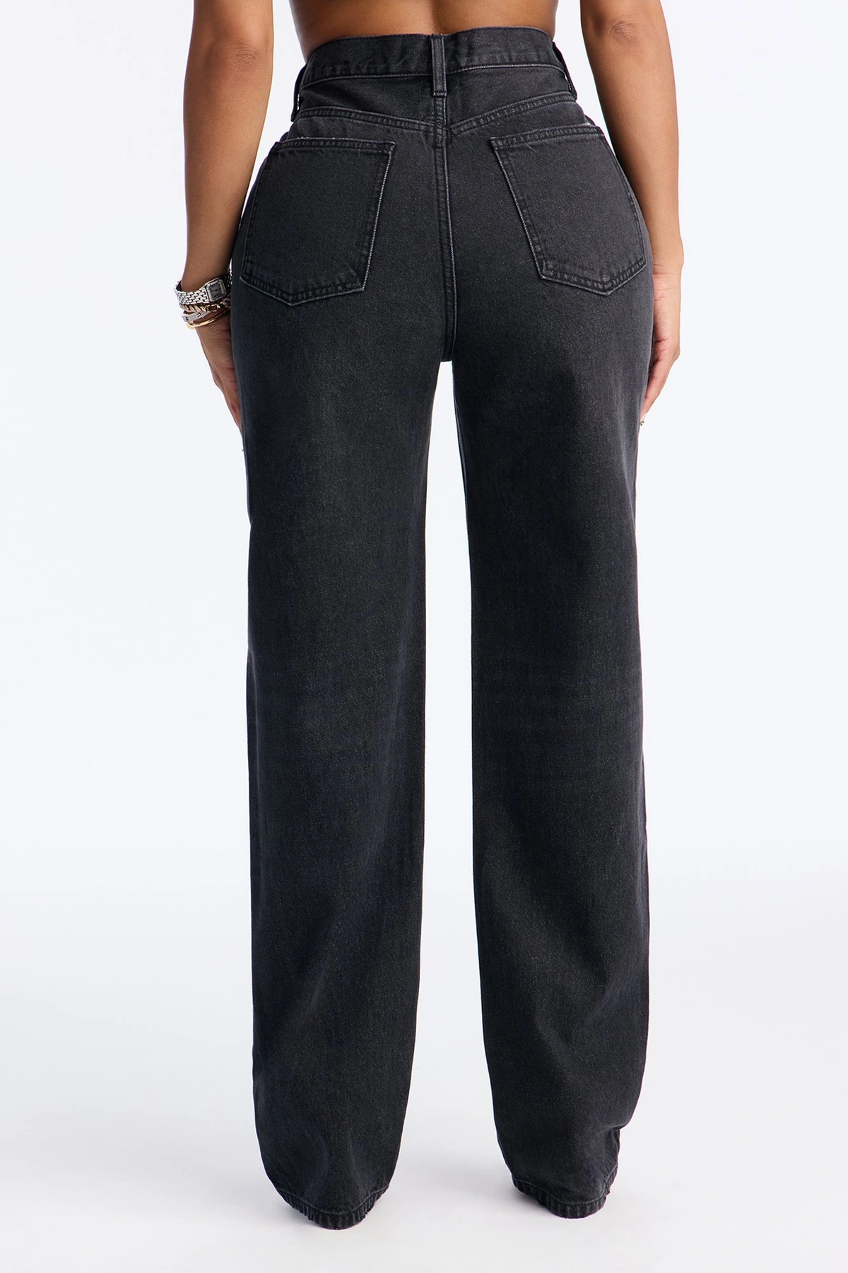 Crossover Straight Leg Jeans - Black Wash — Ganga preta
