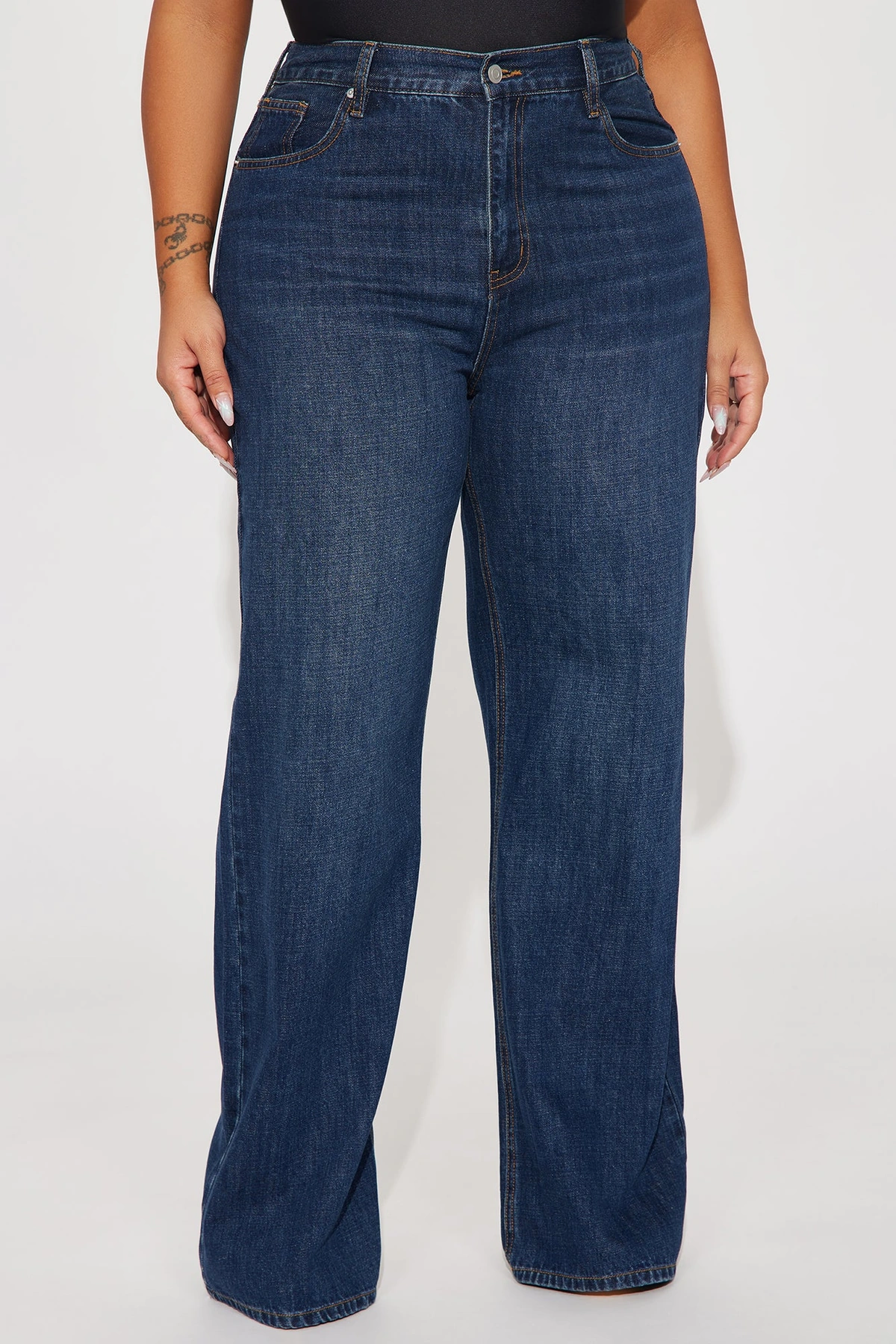 See What I Mean Wide Leg Jeans - Dark Wash — Ganga de lavagem escura