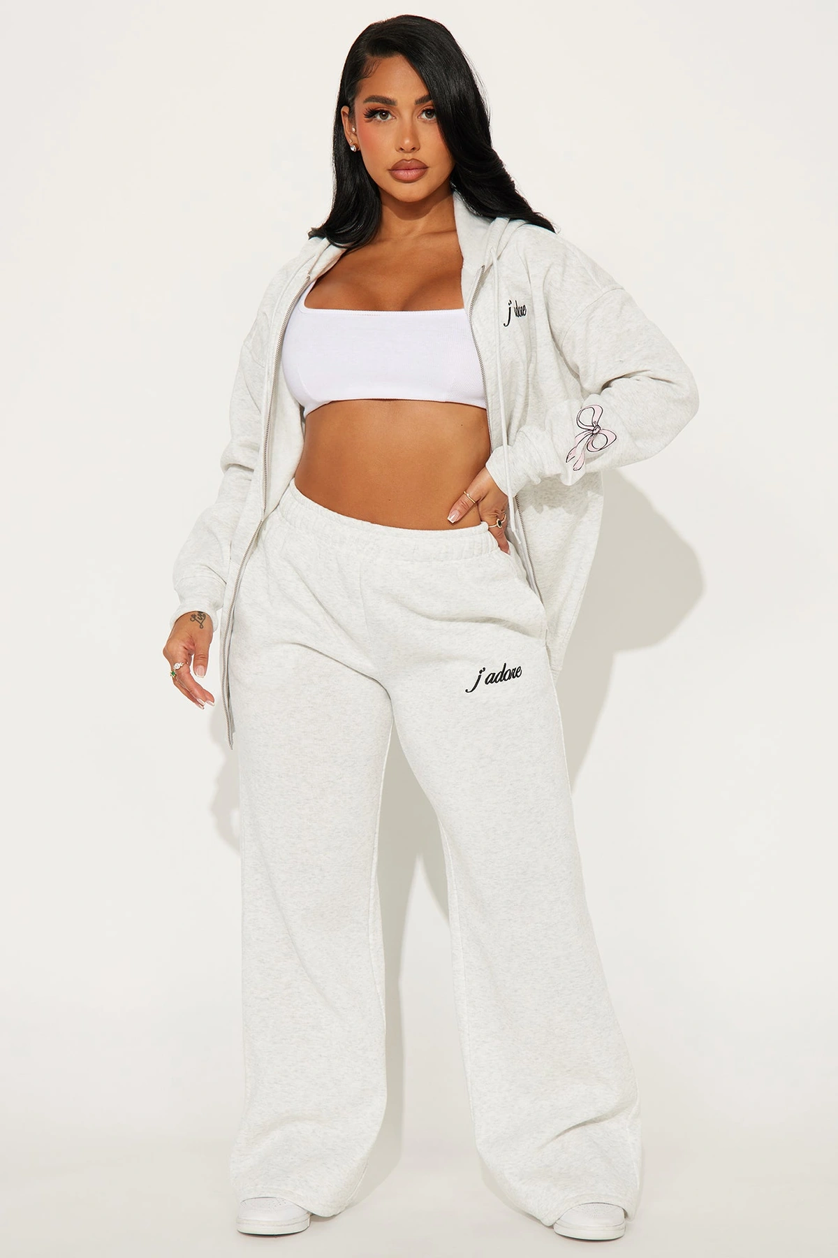 Jadore Fleece Pant Set - Heather Grey — Cinzento mesclado