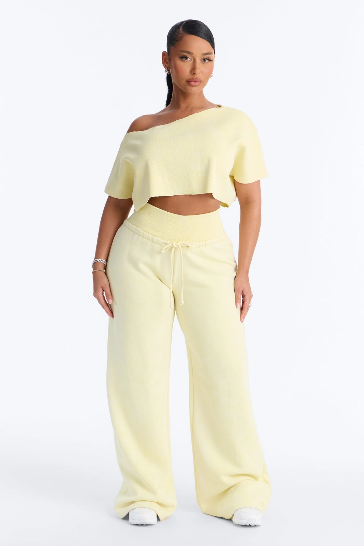 Mila Off Shoulder Top And Sweatpant Set - Yellow — Amarelo