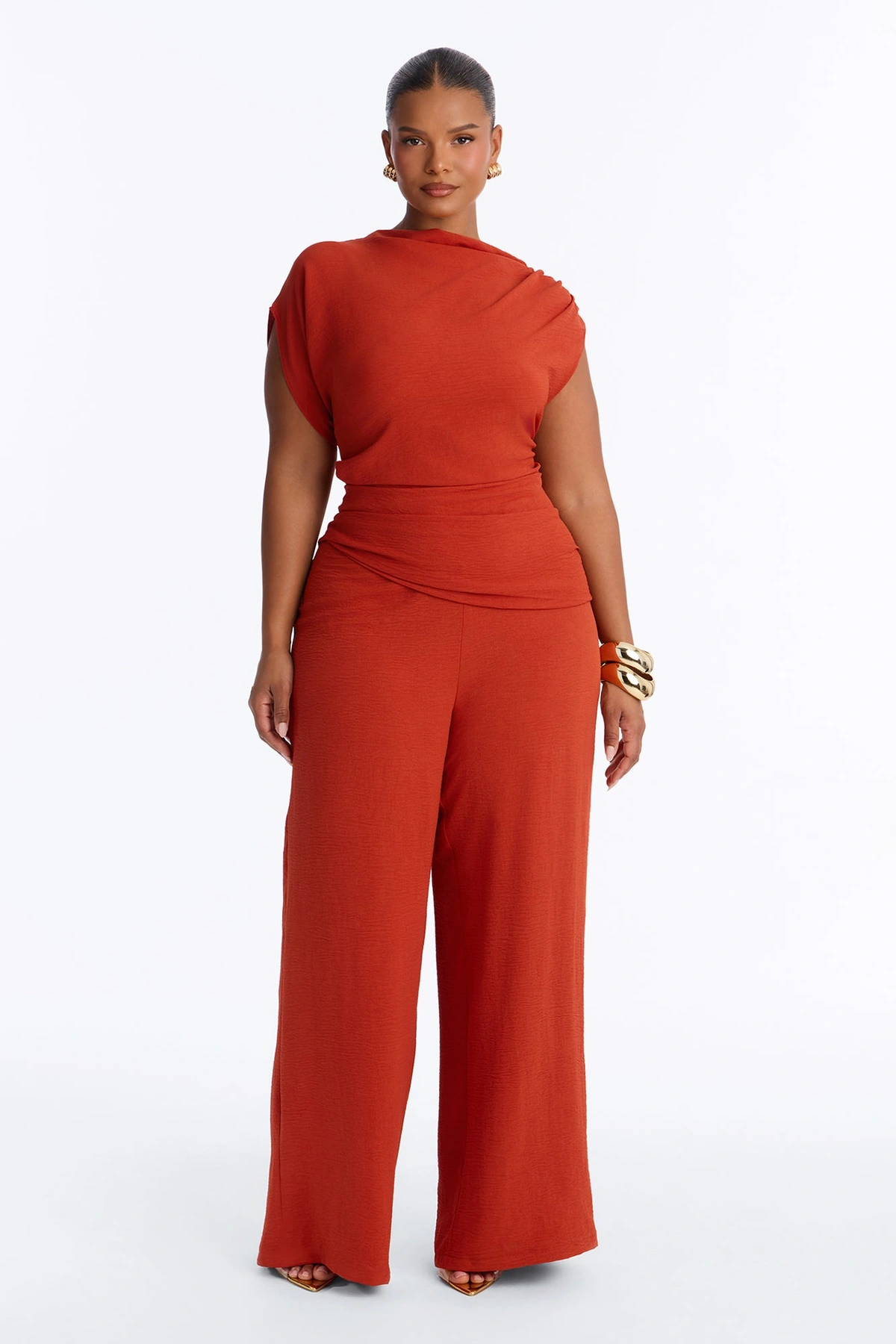 Best Influence High Neck Jumpsuit - Rust — Ferrugem