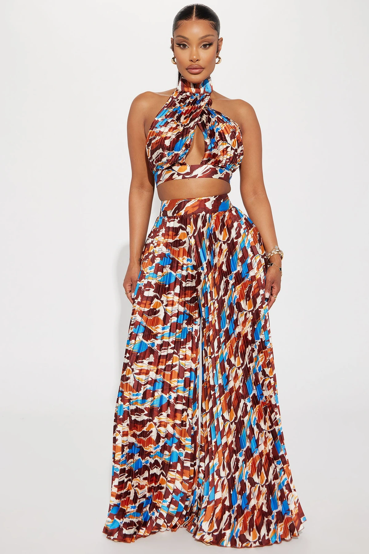 Pia Pleated Pant Set - Rust/combo — Ferrugem/combinação