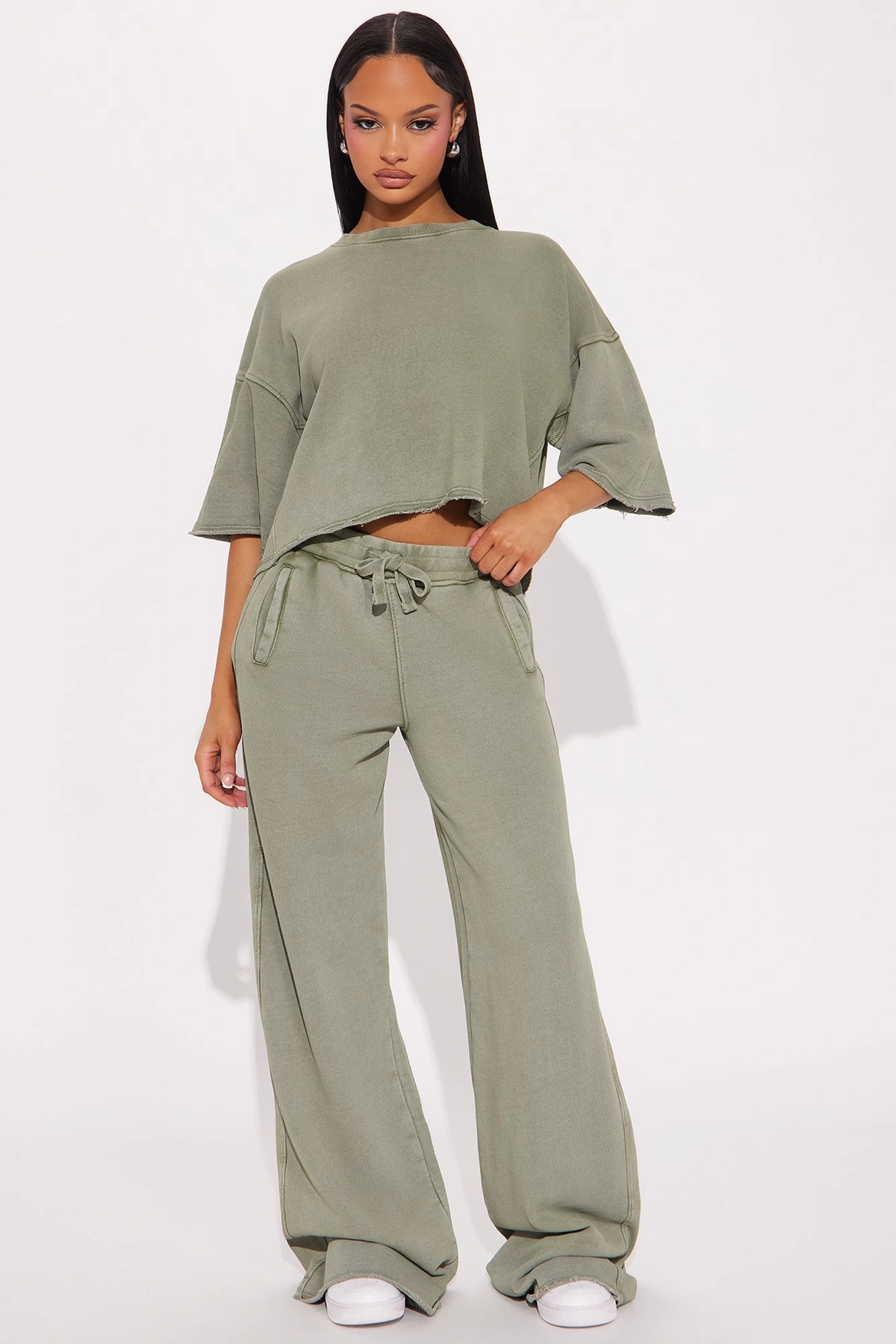 Strollin' Around Pant Set - Sage — Verde-sálvia