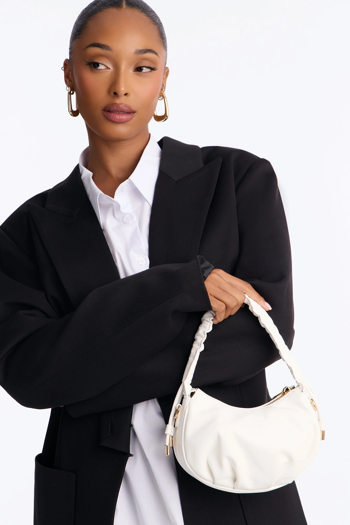 Read My Mind Faux Leather Shoulder Handbag - White — Branco