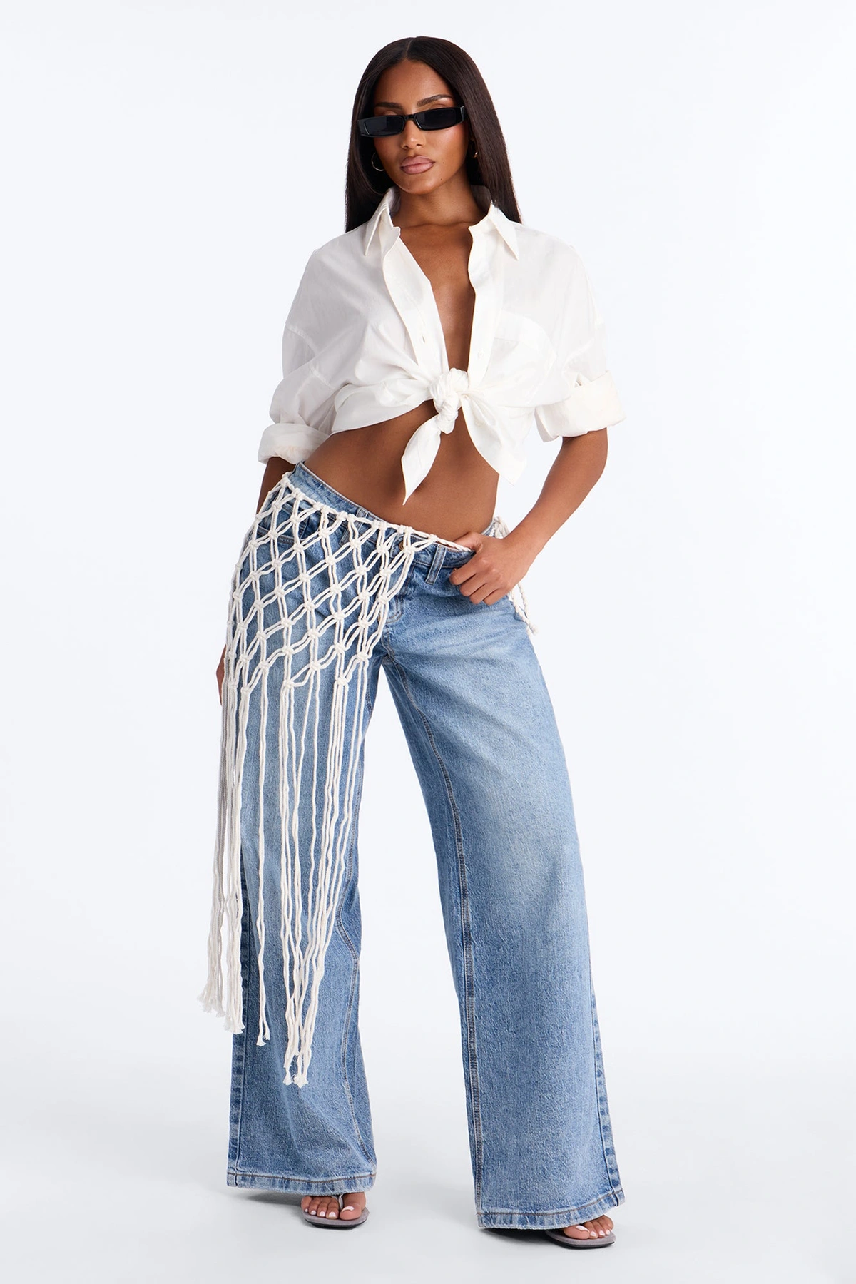 Plenty Of Fish Crochet Scarf Belt - Ivory — Marfim