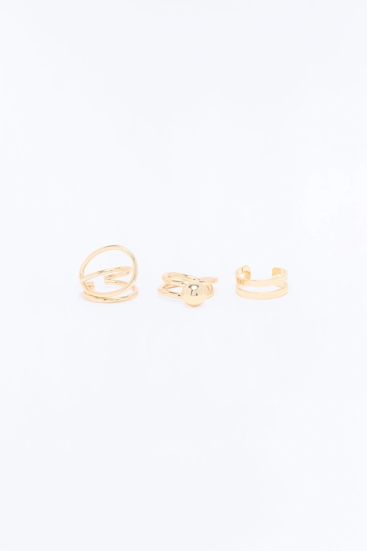 Far From It 3 Piece Ring Set - Gold — Dourado