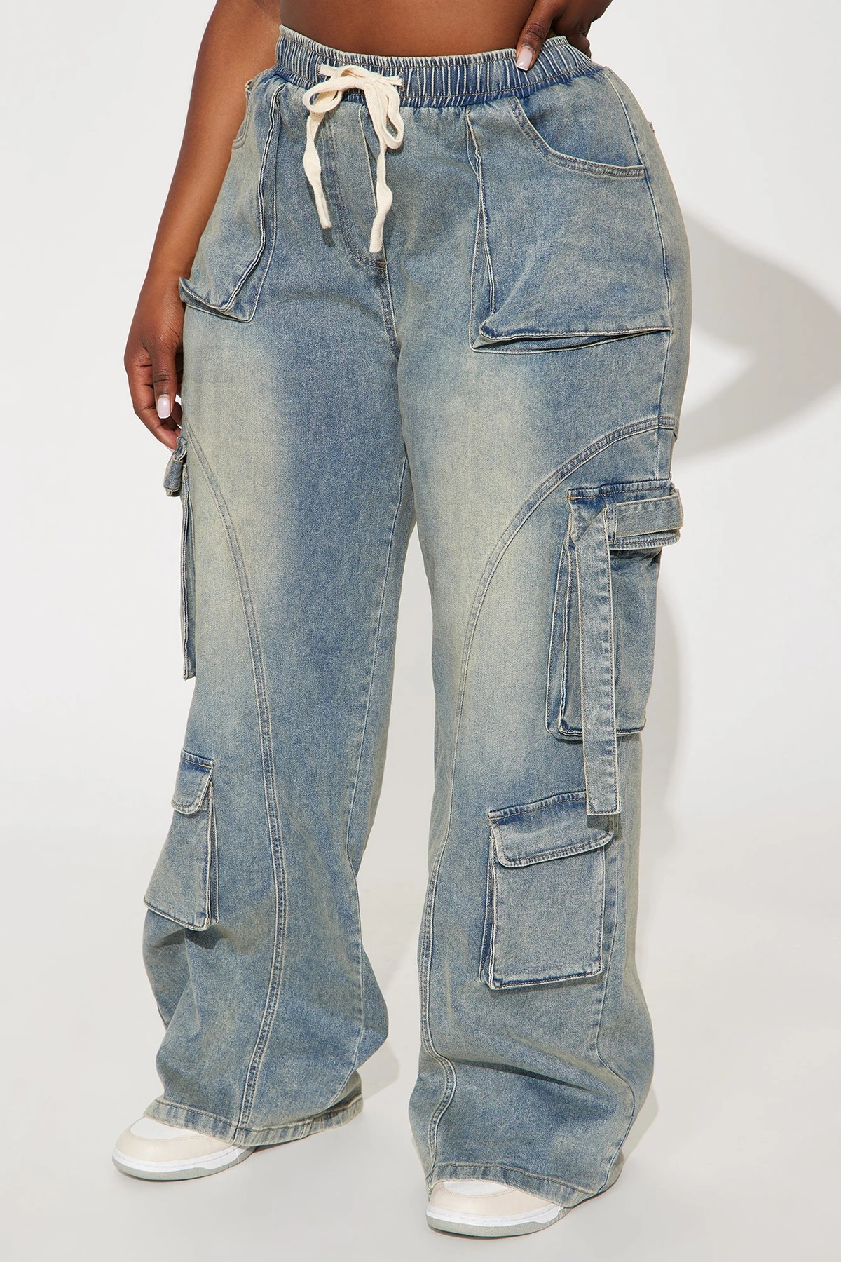 Met My Match Baggy Cargo Jeans - Vintage Wash — Ganga de lavagem envelhecida