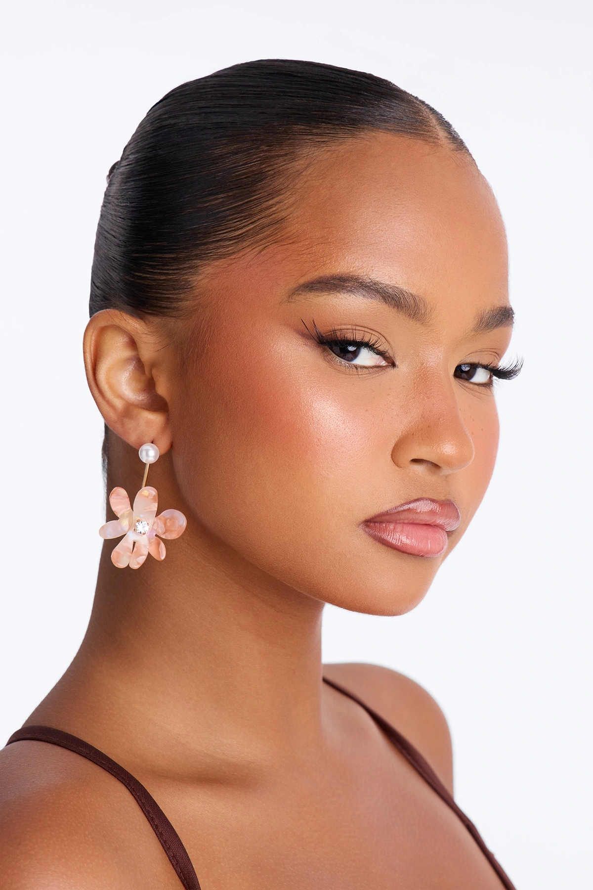 Watch Me Bloom Earrings - Gold/Pink — Dourado/Rosa