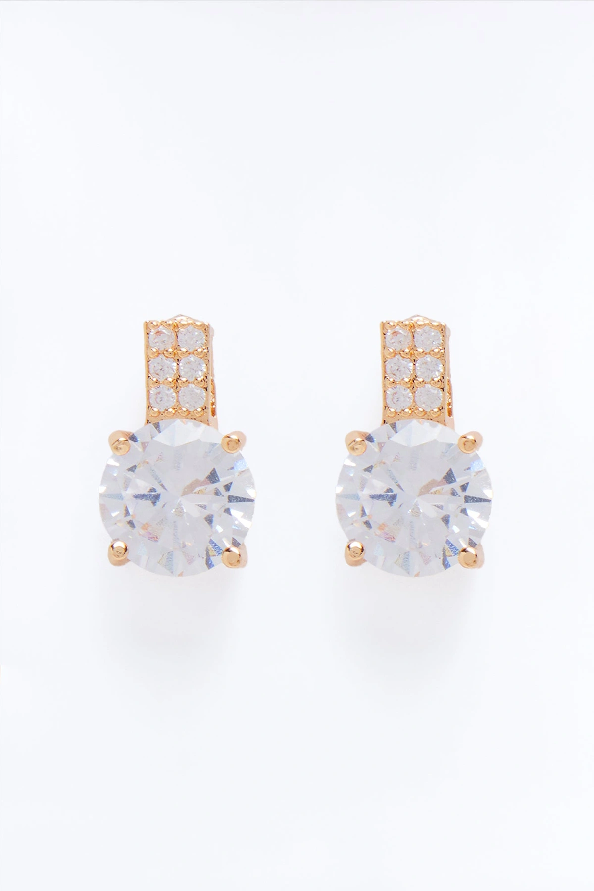 Cubic Zirconia Dazzle Them Stud Earrings - Gold — Dourado