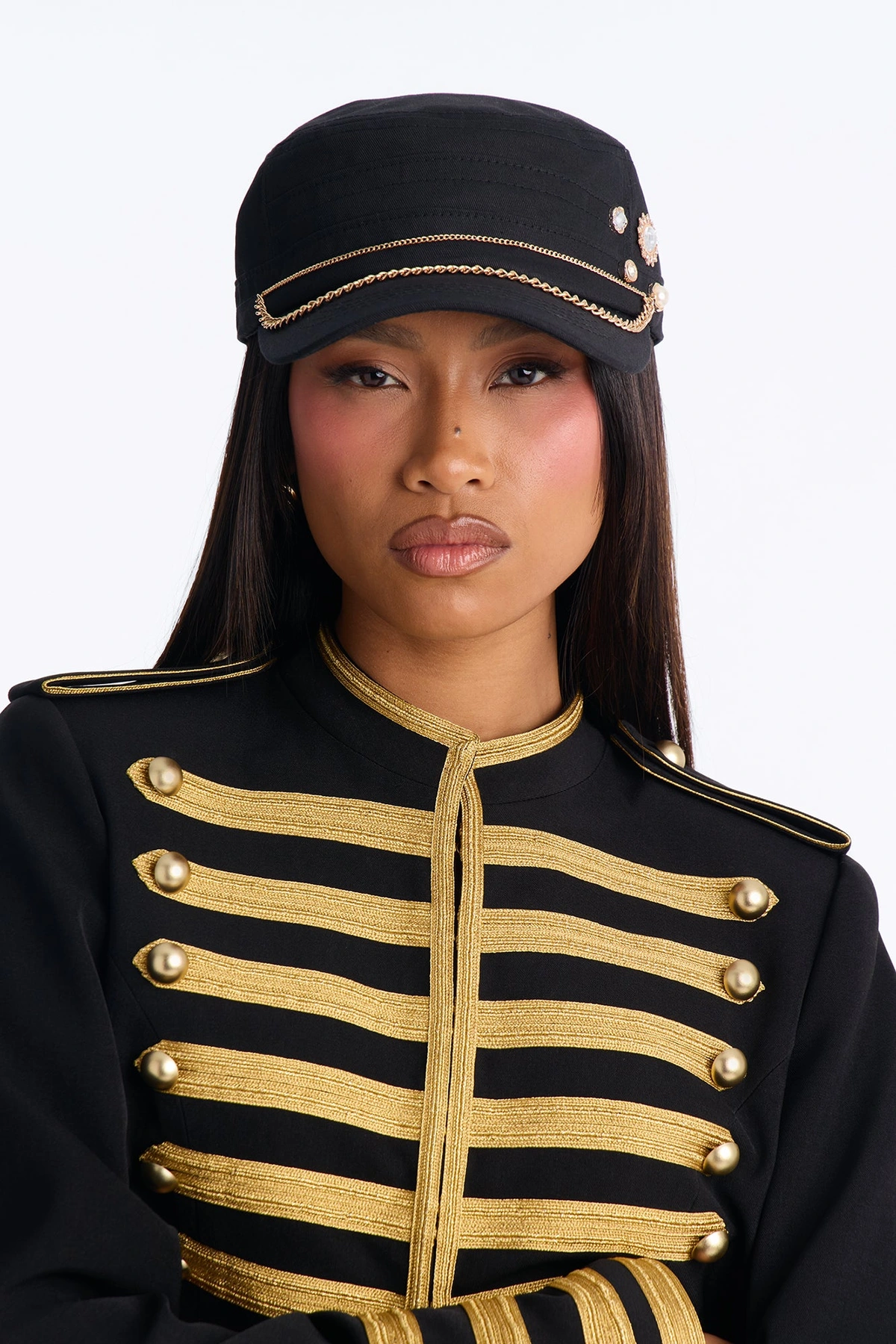 Street Smart Embellished Cadet Hat - Black — Preto
