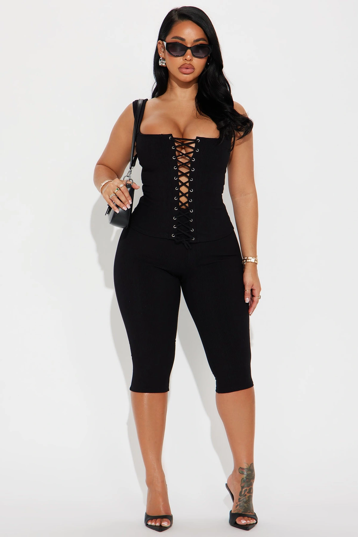 Carina Snatched Pant Set - Black — Preto