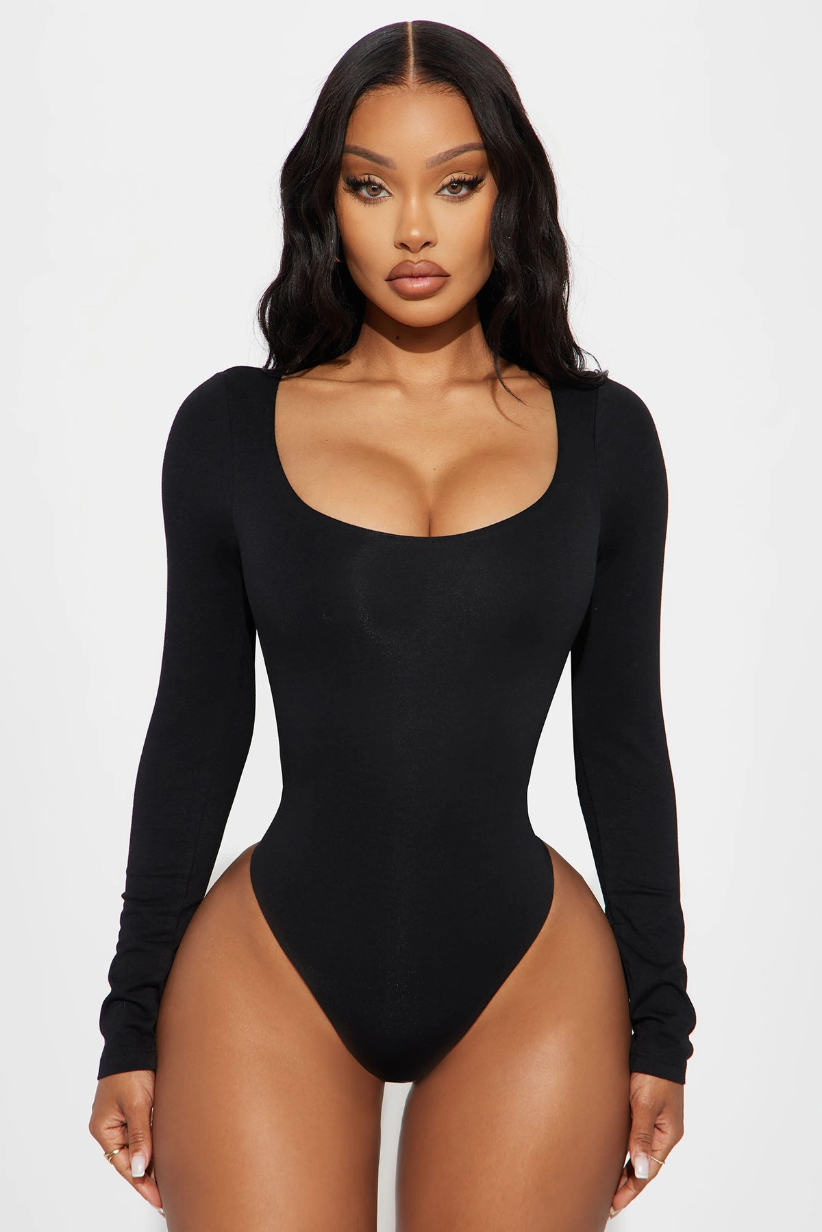Ella Double Lined Bodysuit - Black — Preto