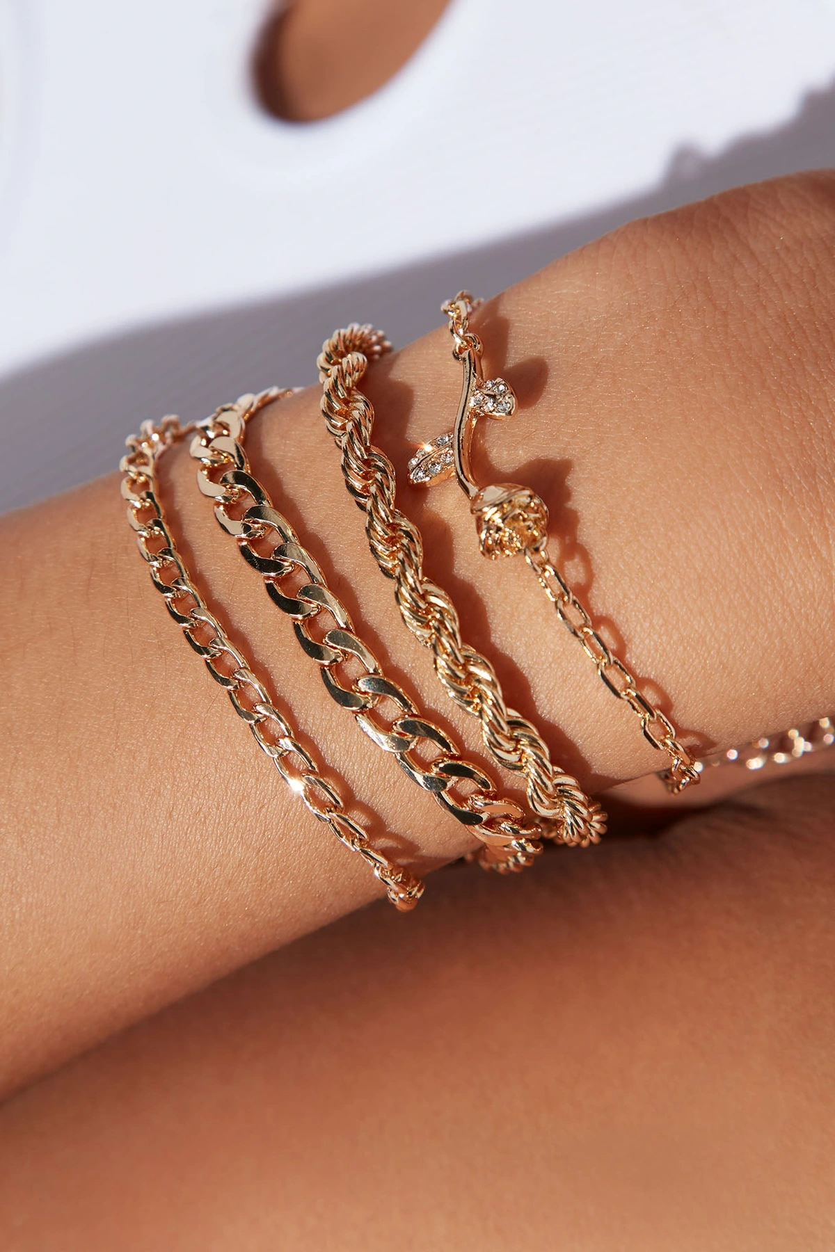 Pretty Rose 4 Piece Bracelet Set - Gold — Dourado
