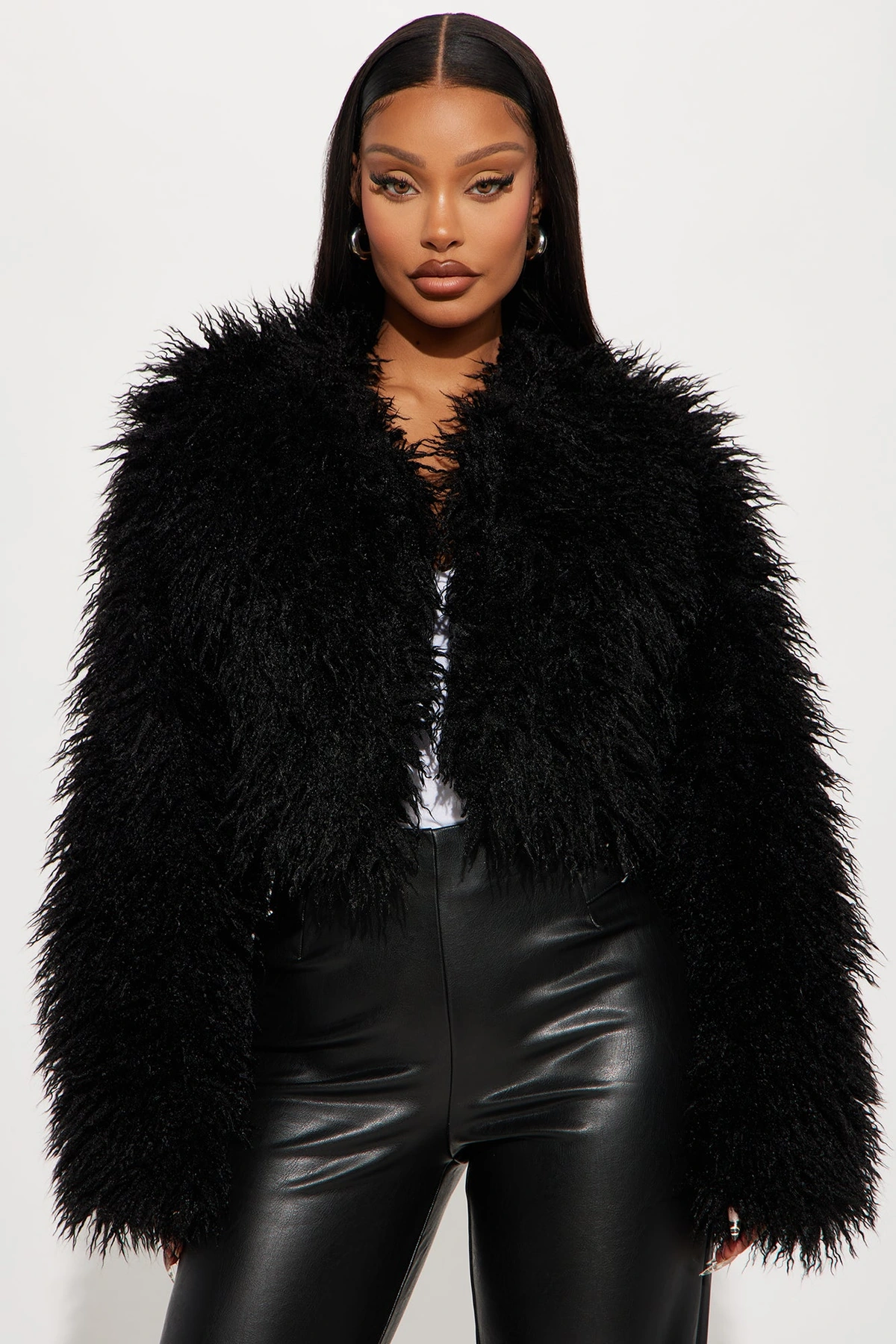 Sydney Faux Fur Coat - Black — Preto